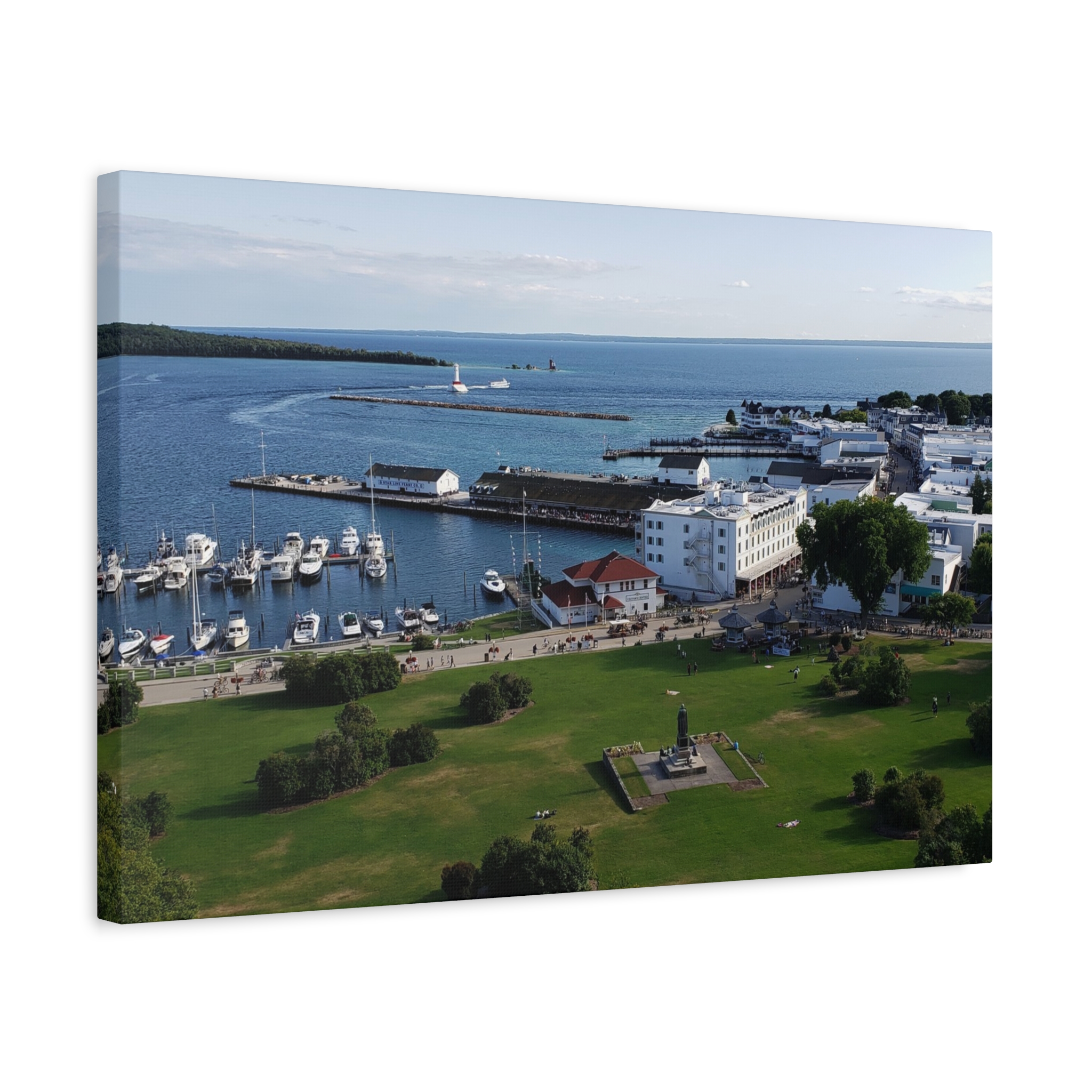 Harbor and Downtown Mackinac Island Wrapped Canvas Wall Art – Michigan Great Lakes Photography – Lake Huron Marina, Waterfront, and Historic Downtown Print Ready to Hang - Image 14