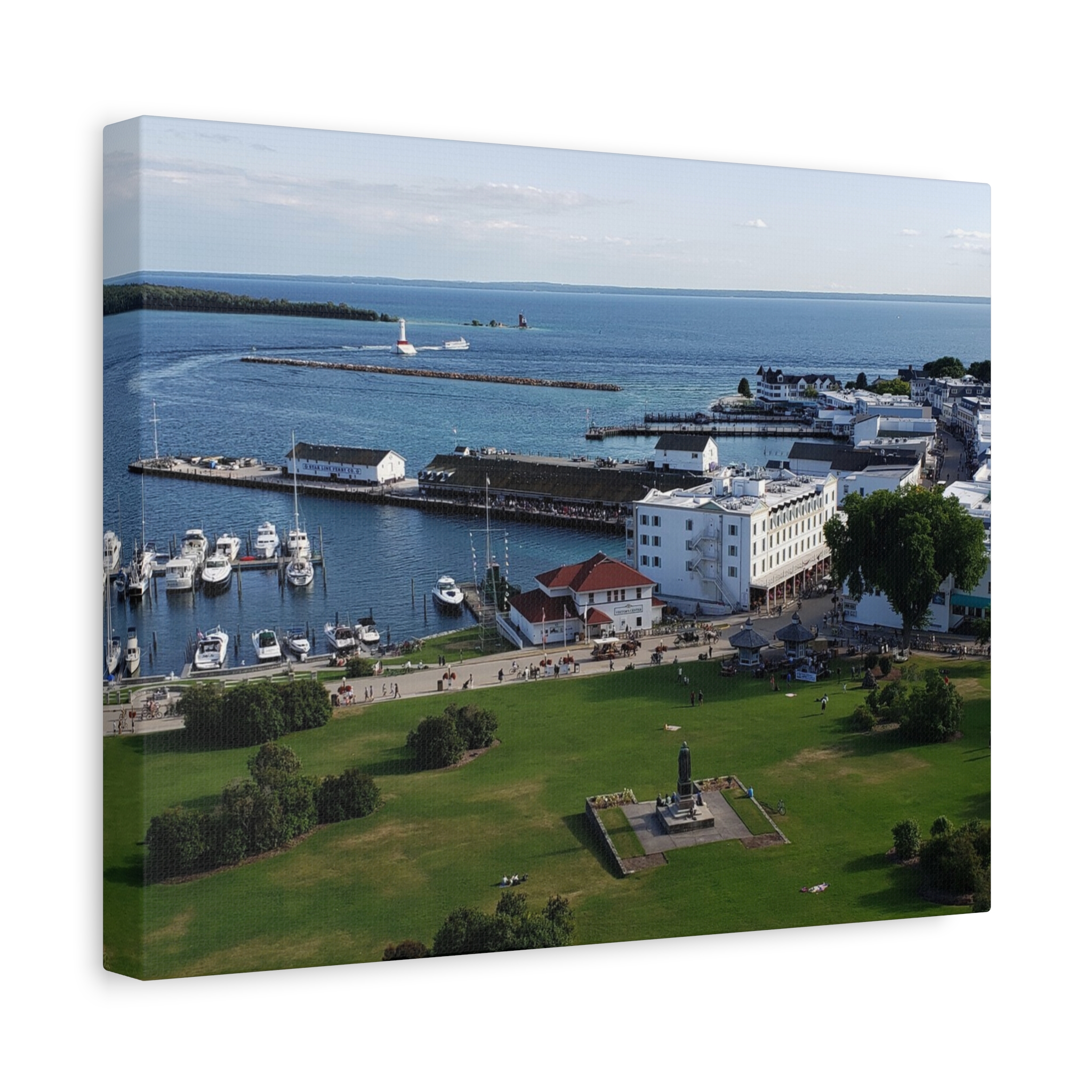Harbor and Downtown Mackinac Island Wrapped Canvas Wall Art – Michigan Great Lakes Photography – Lake Huron Marina, Waterfront, and Historic Downtown Print Ready to Hang - Image 6