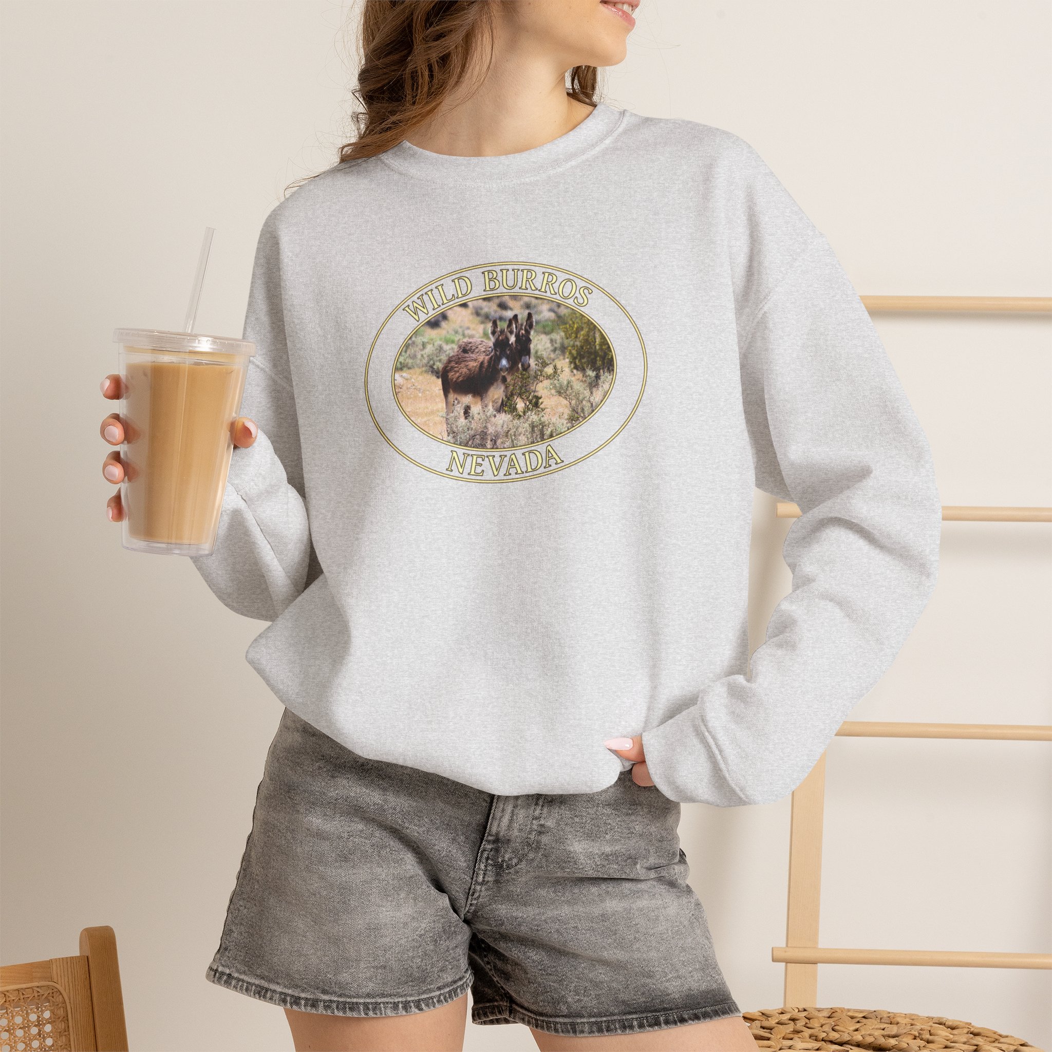 GentleSeas Wild Donkey Couple Crewneck Sweatshirt Featuring Original Western Nevada Photography - Image 6