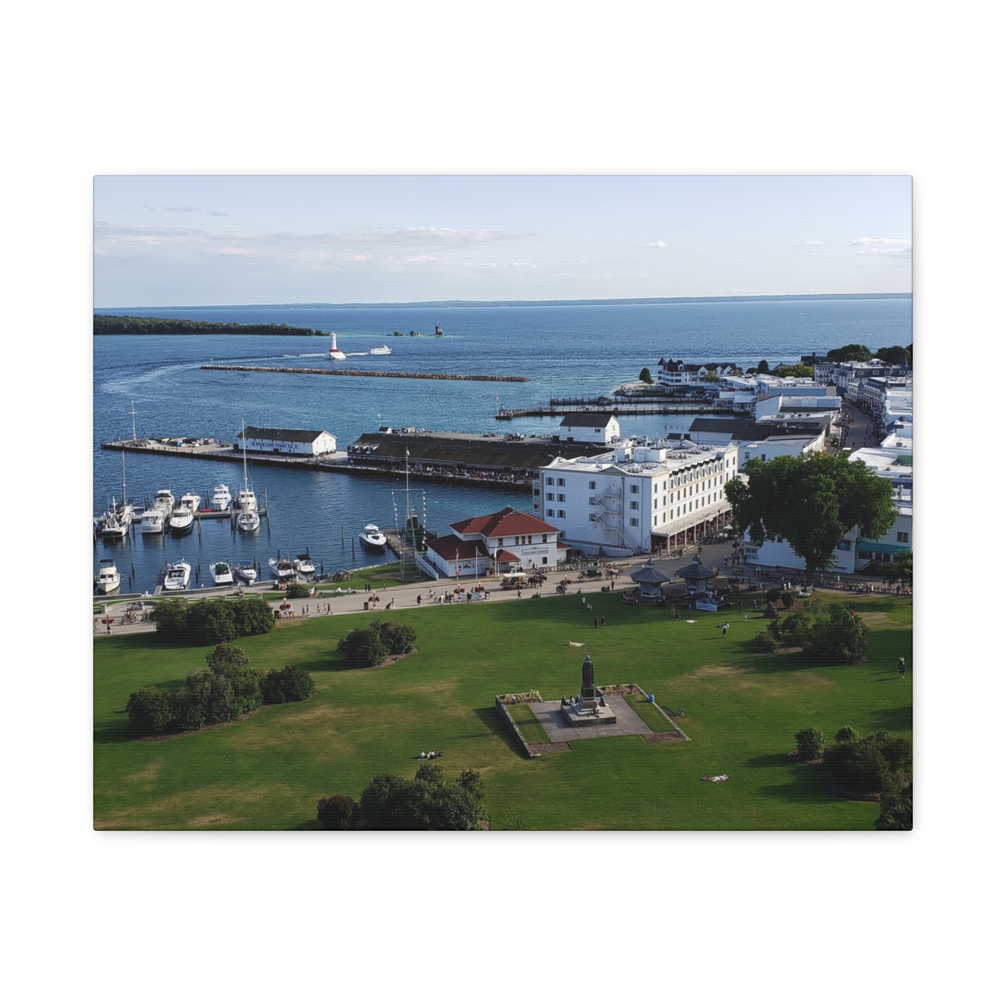 Harbor and Downtown Mackinac Island Wrapped Canvas Wall Art – Michigan Great Lakes Photography – Lake Huron Marina, Waterfront, and Historic Downtown Print Ready to Hang - Image 9