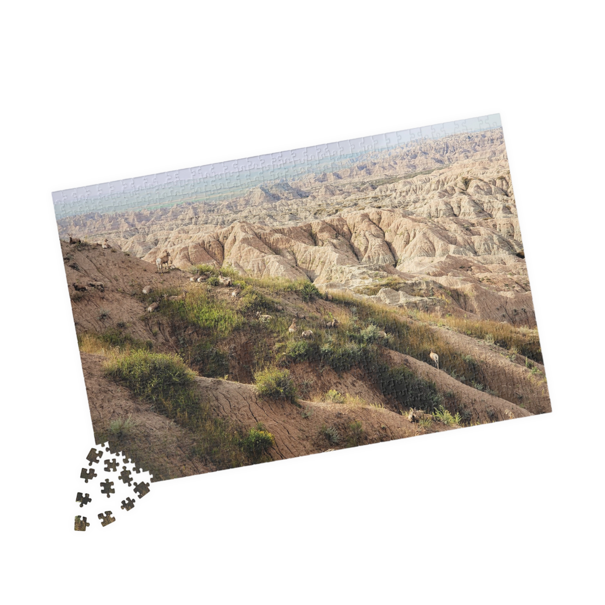Bighorn Sheep Herd Puzzle Featuring Badlands National Park Landscape - Multiple Sizes - Image 15