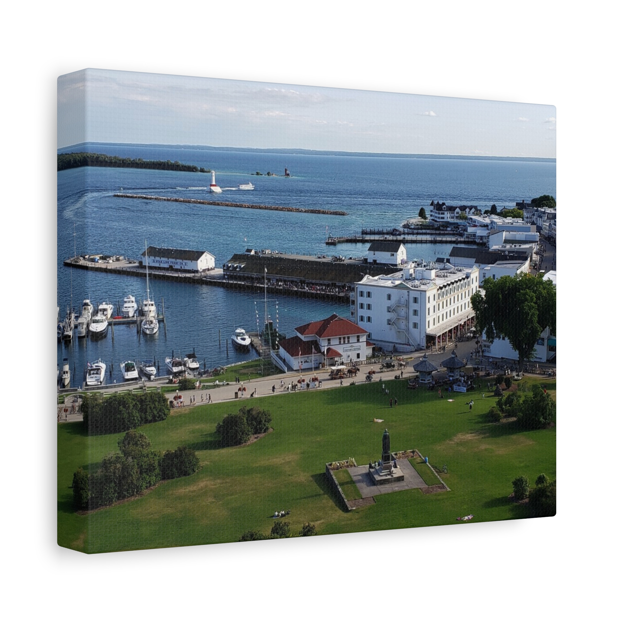 Harbor and Downtown Mackinac Island Wrapped Canvas Wall Art – Michigan Great Lakes Photography – Lake Huron Marina, Waterfront, and Historic Downtown Print Ready to Hang - Image 2