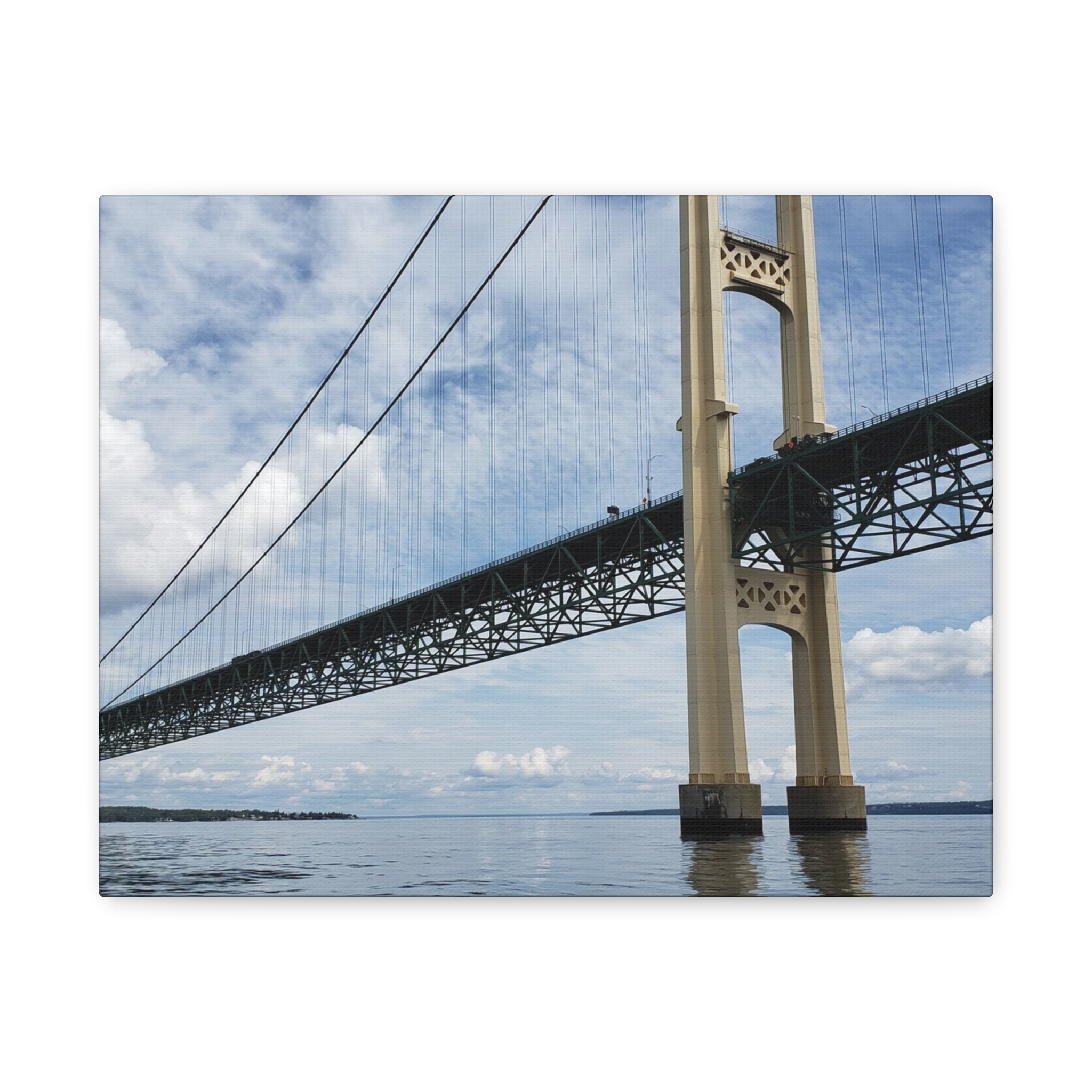 Mighty Mac Mackinac Bridge Wrapped Canvas Wall Art – Michigan Great Lakes Landmark Photography – Lake Huron and Lake Michigan Suspension Bridge Print Ready to Hang - Image 5