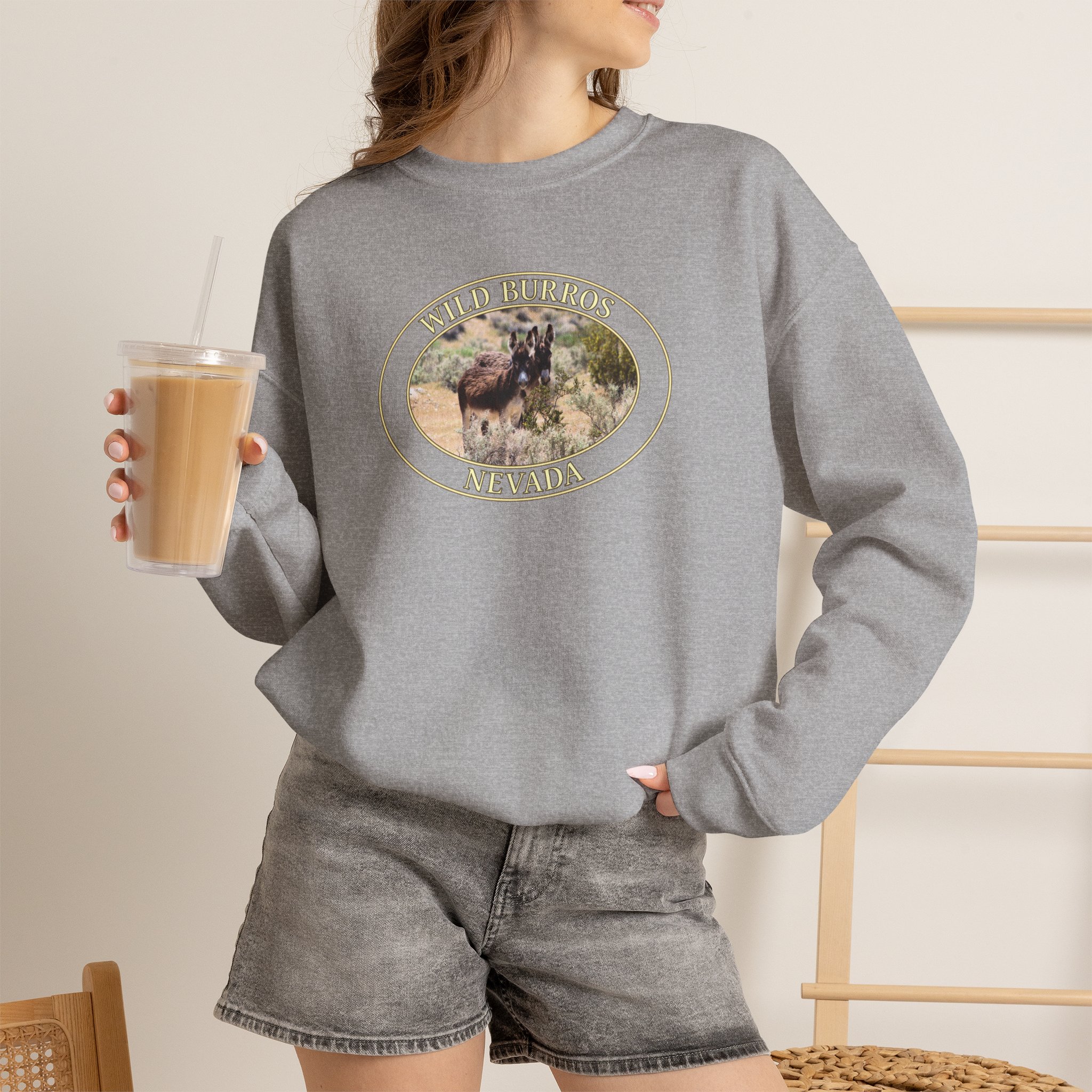 GentleSeas Wild Donkey Couple Crewneck Sweatshirt Featuring Original Western Nevada Photography - Image 12
