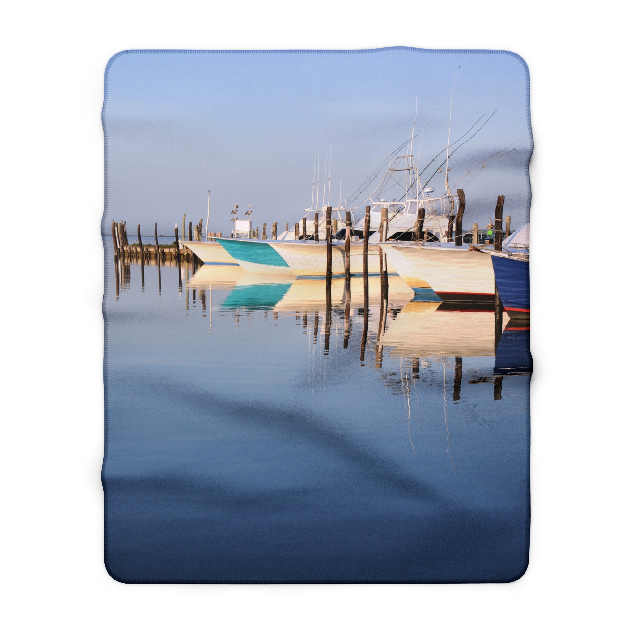 GentleSeas Sherpa Fleece Blanket Featuring Commercial Fishing Boats at Oregon Inlet on Outer Banks - Cozy Coastal Photography Throw - Image 9