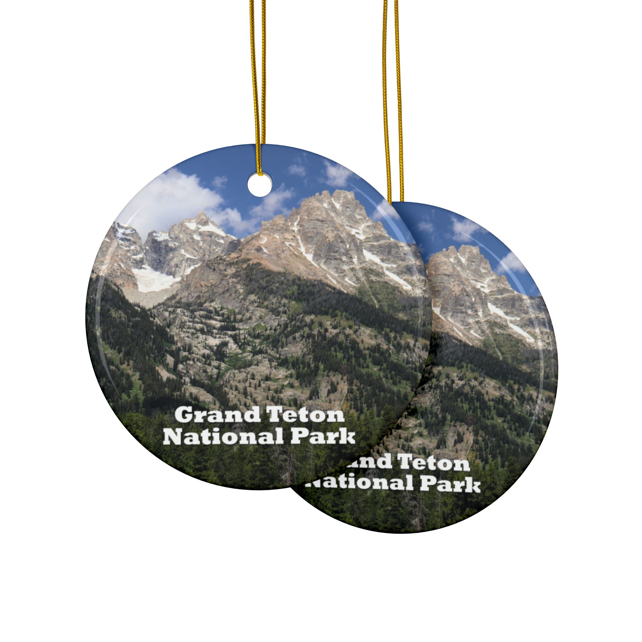 Grand Teton Mountains Ceramic Ornament Featuring Original GentleSeas Photography - National Park Holiday Decor - Image 3