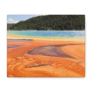 Grand Prismatic Spring Wrapped Canvas | Yellowstone National Park Photography | Vibrant Hot Spring Scenic Wall Décor | Colorful Nature Landscape Canvas Print for Home or Office