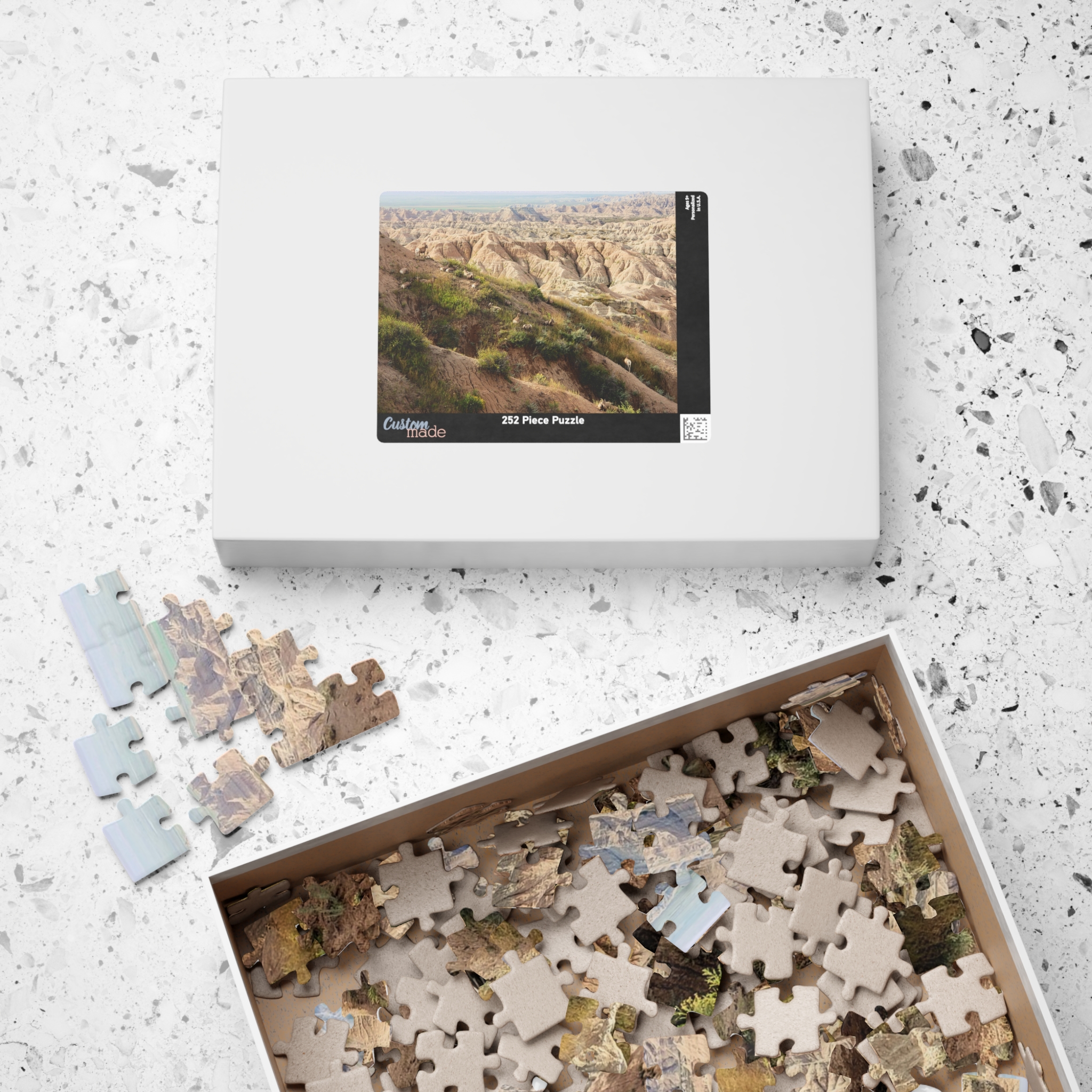 Bighorn Sheep Herd Puzzle Featuring Badlands National Park Landscape - Multiple Sizes - Image 8