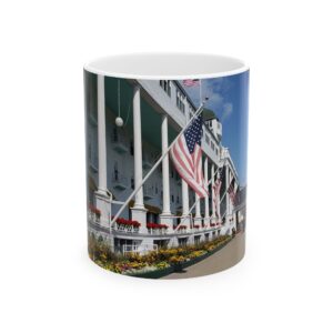 GentleSeas Ceramic Mug Featuring Grand Hotel on Mackinac Island Michigan - 11oz & 15oz Travel Mug