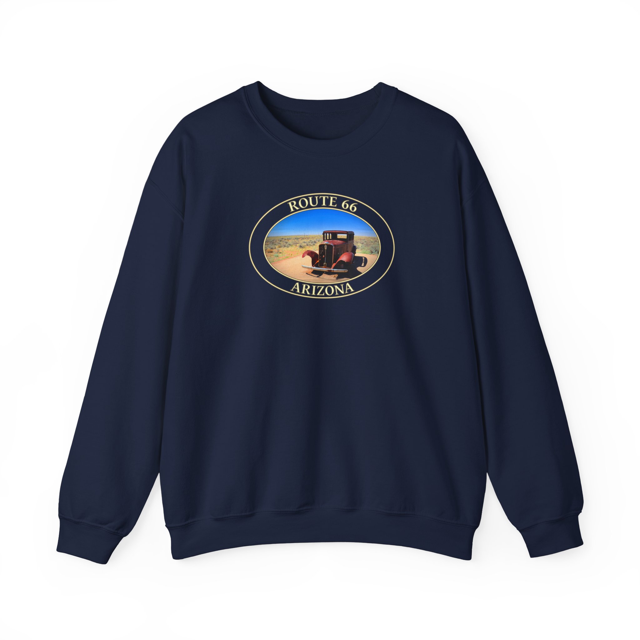 GentleSeas Crewneck Sweatshirt Featuring Antique Car on Historic Route 66 in Petrified Forest National Park - Image 17