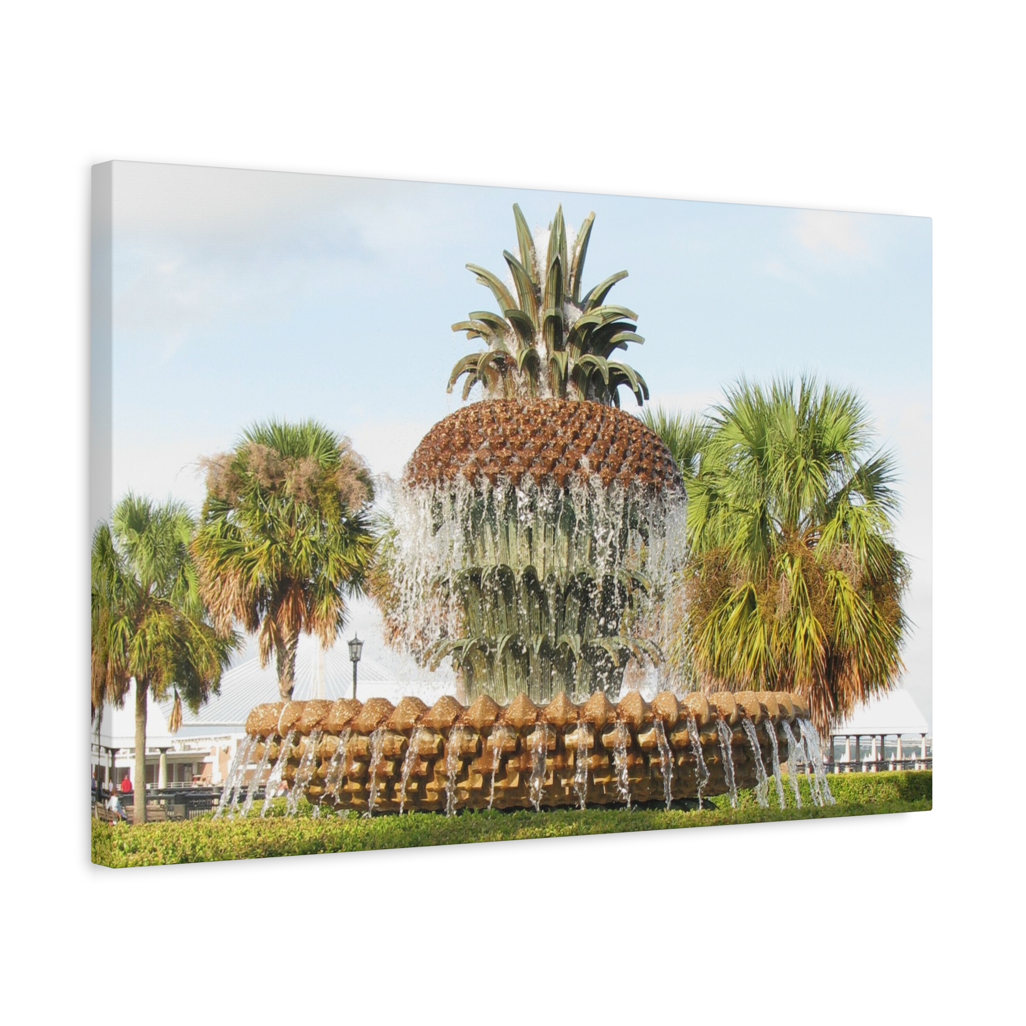 Wrapped Canvas Wall Art of Pineapple Fountain in Charleston South Carolina – Riley Waterfront Park Southern Coastal Décor Landmark Photography - Image 14