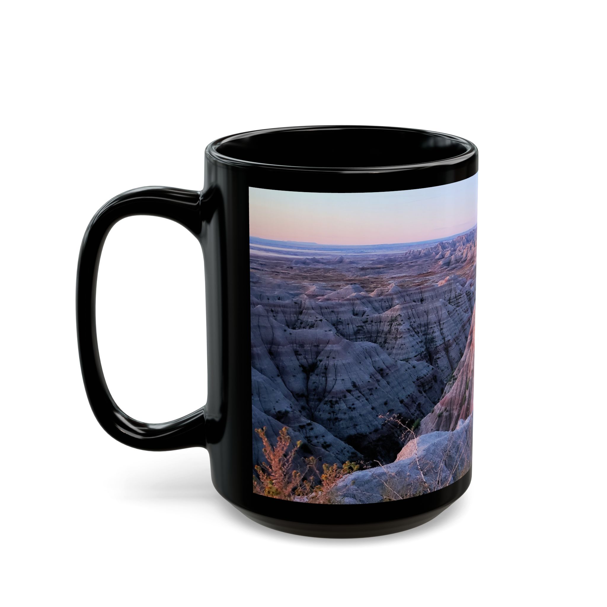 Sunrise Over Pink Sandstone Buttes at Badlands National Park Ceramic Wraparound Mug - Durable Black Coffee Cup with Scenic Original GentleSeas Photography - Image 8