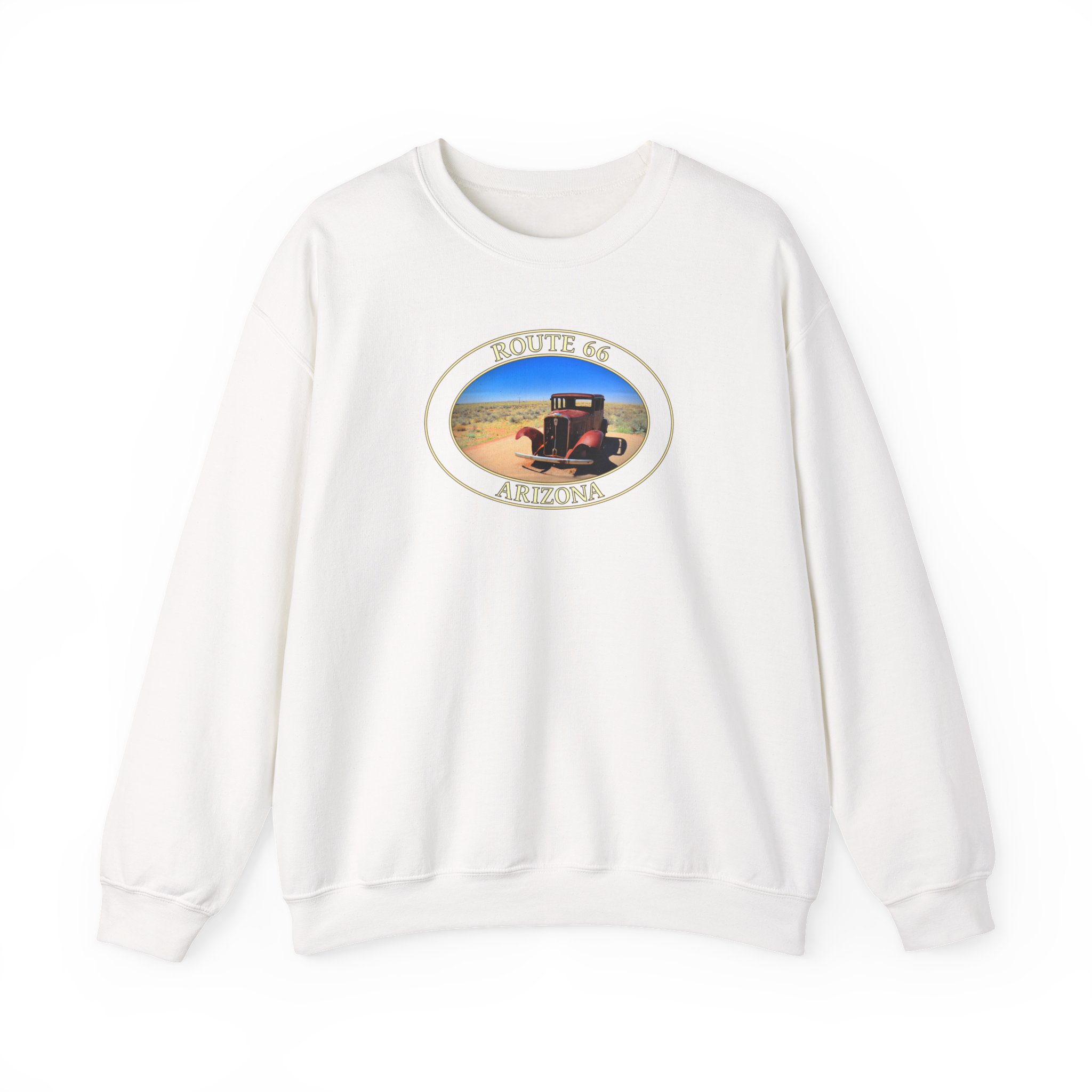 GentleSeas Crewneck Sweatshirt Featuring Antique Car on Historic Route 66 in Petrified Forest National Park - Image 3