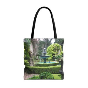 Charleston Garden with Small Fountain Scenic Photography Tote Bag, Durable, Vibrant Travel Companion, Original GentleSeas Photography