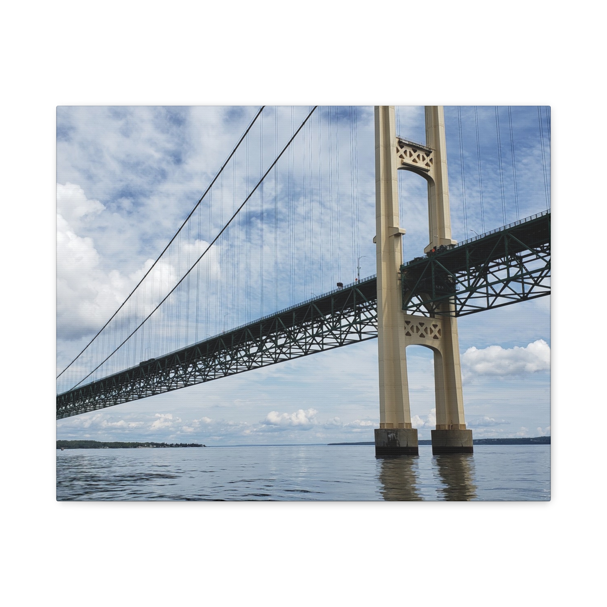 Mighty Mac Mackinac Bridge Wrapped Canvas Wall Art – Michigan Great Lakes Landmark Photography – Lake Huron and Lake Michigan Suspension Bridge Print Ready to Hang - Image 9