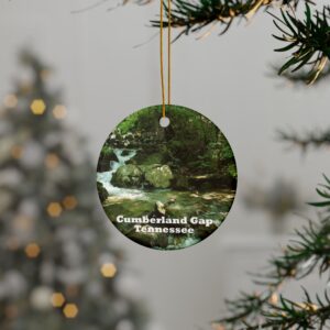 Mountain Stream Ceramic Ornament Featuring Cumberland Gap National Historical Park - Scenic Holiday Keepsake