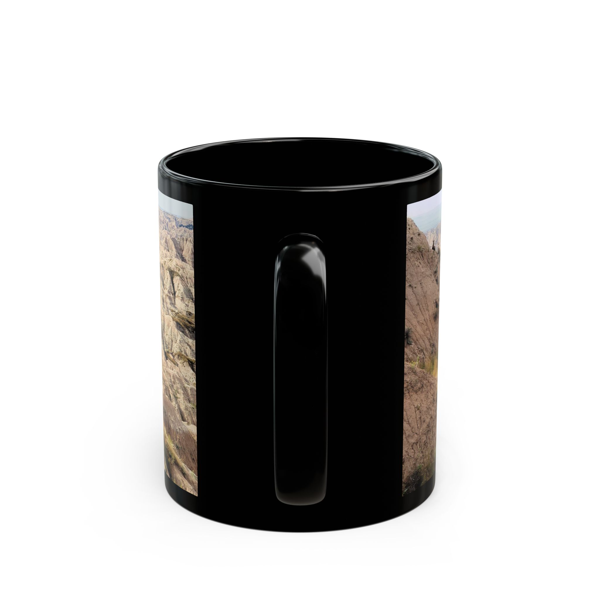 Bighorn Sheep Herd on Hill, Black Ceramic Wraparound Mug Featuring Original GentleSeas Photography from Badlands National Park - 11oz & 15oz - Image 4