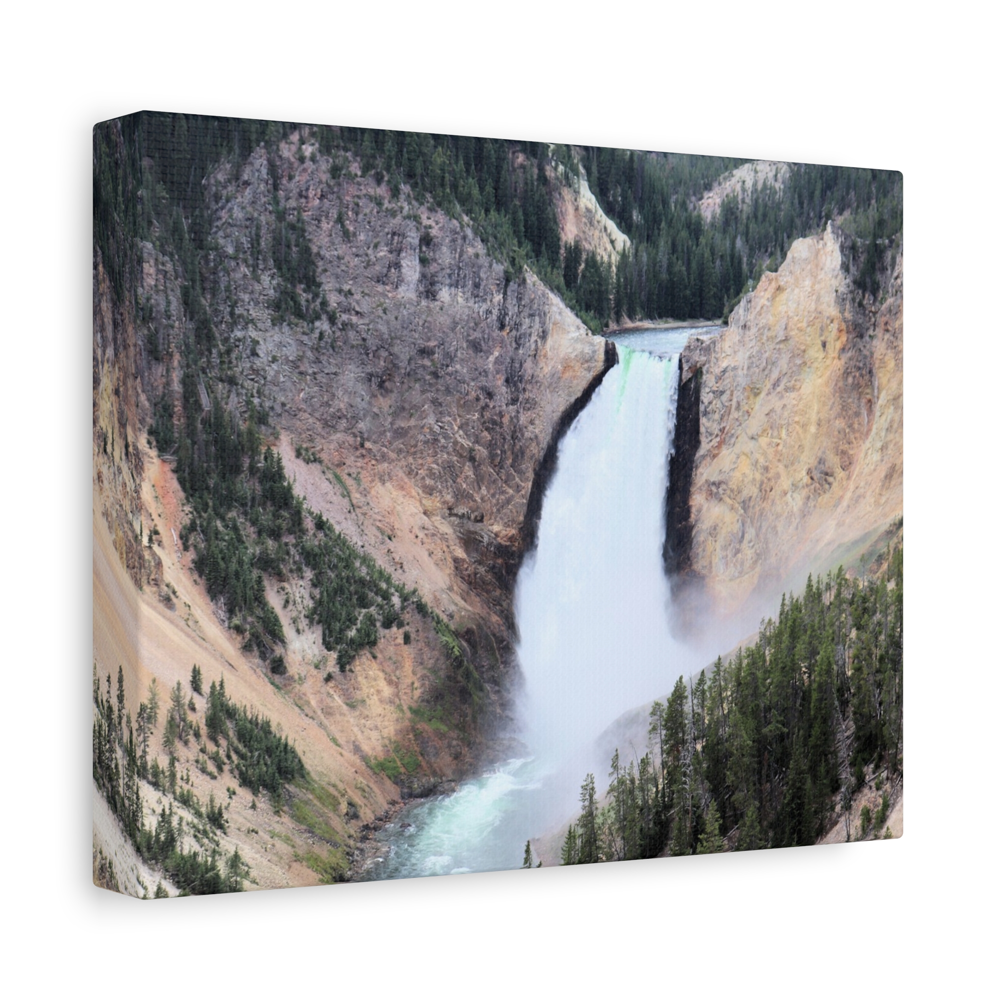 Lower Yellowstone Falls Wrapped Canvas Wall Art | Yellowstone National Park Scenic Waterfall Photography | Ready-to-Hang Nature Décor for Living Room, Office, or Cabin - Image 2