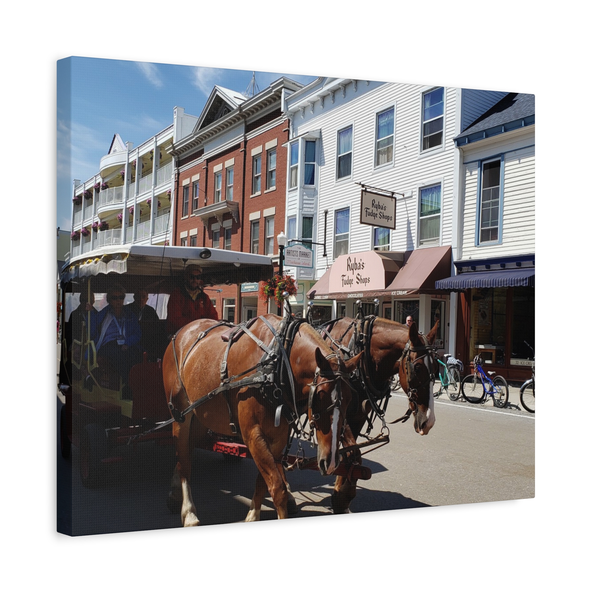 Downtown Horse and Carriage on Mackinac Island Wrapped Canvas Wall Art – Historic Michigan Street Scene Photography – Great Lakes Travel Décor – Horses, Carriage Rides, and Island Life Print Ready to... - Image 10