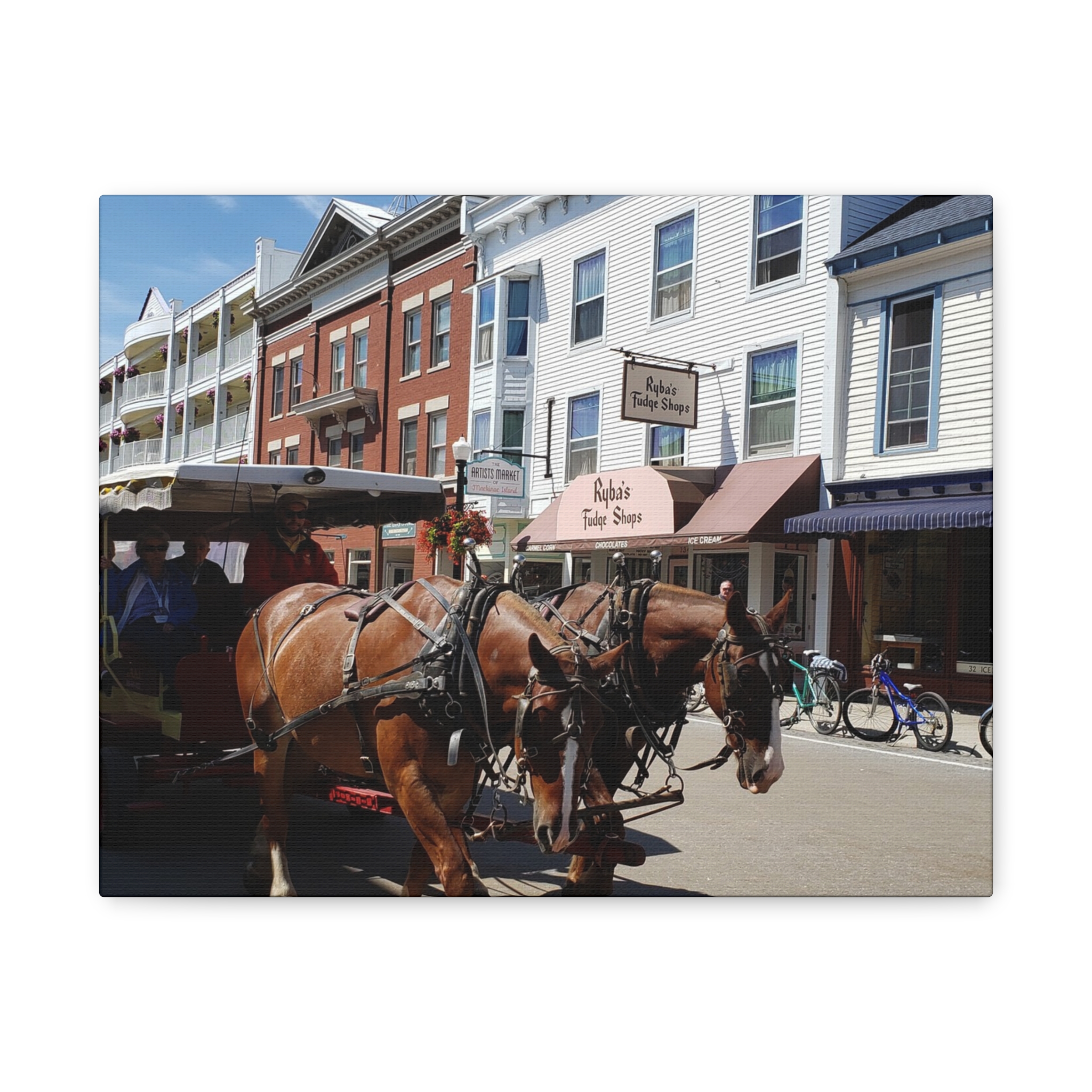 Downtown Horse and Carriage on Mackinac Island Wrapped Canvas Wall Art – Historic Michigan Street Scene Photography – Great Lakes Travel Décor – Horses, Carriage Rides, and Island Life Print Ready to... - Image 5