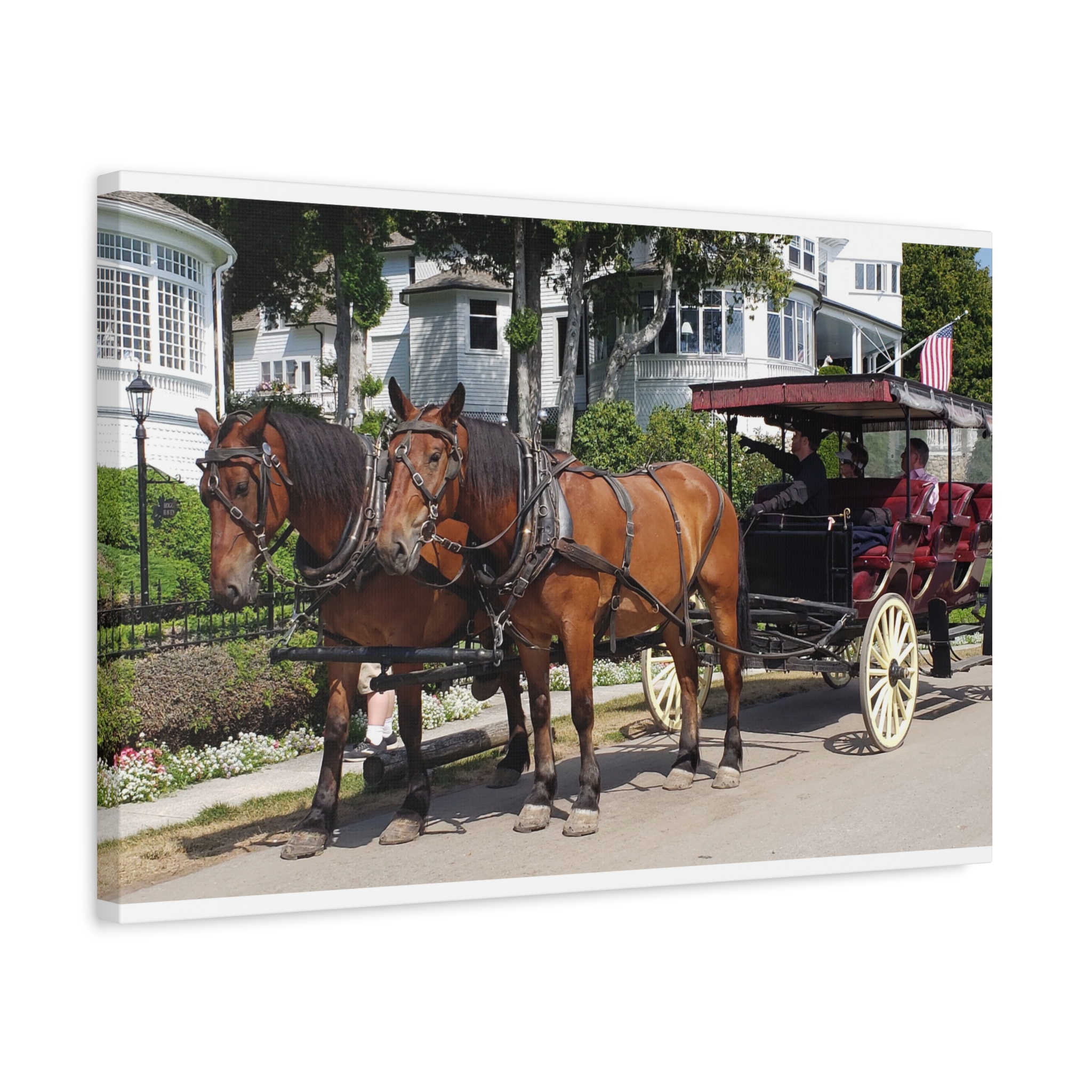 Horse and Carriage on West Bluff Mackinac Island Wrapped Canvas Wall Art – Historic Michigan Landmark Photography – Great Lakes Travel Décor – Horses, Carriage Rides, and Victorian Island Homes Print... - Image 14
