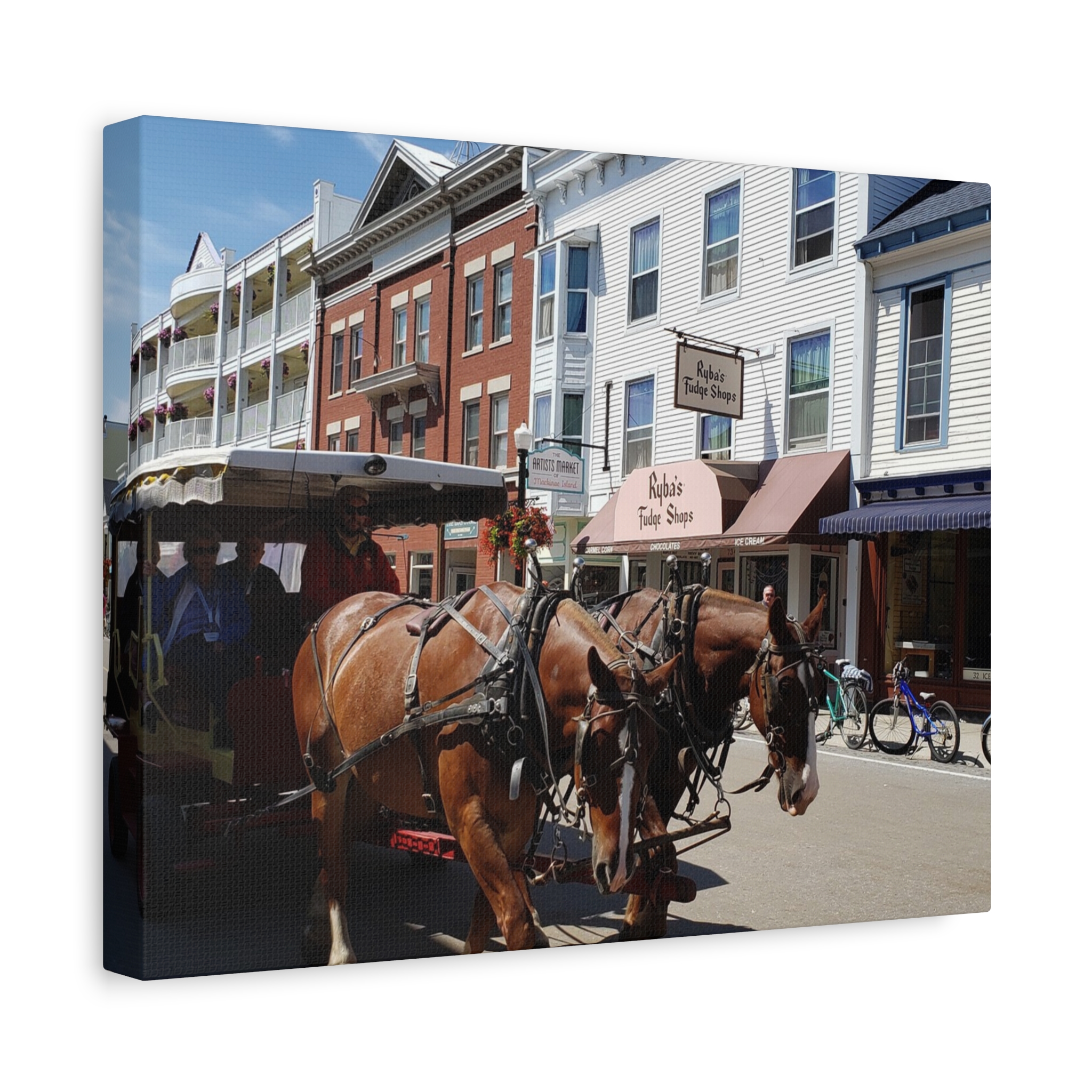 Downtown Horse and Carriage on Mackinac Island Wrapped Canvas Wall Art – Historic Michigan Street Scene Photography – Great Lakes Travel Décor – Horses, Carriage Rides, and Island Life Print Ready to... - Image 6