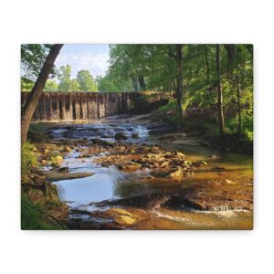 Wrapped Canvas Wall Art – Waterfall and Stream in Central North Carolina – Scenic Landscape Photography Nature Décor