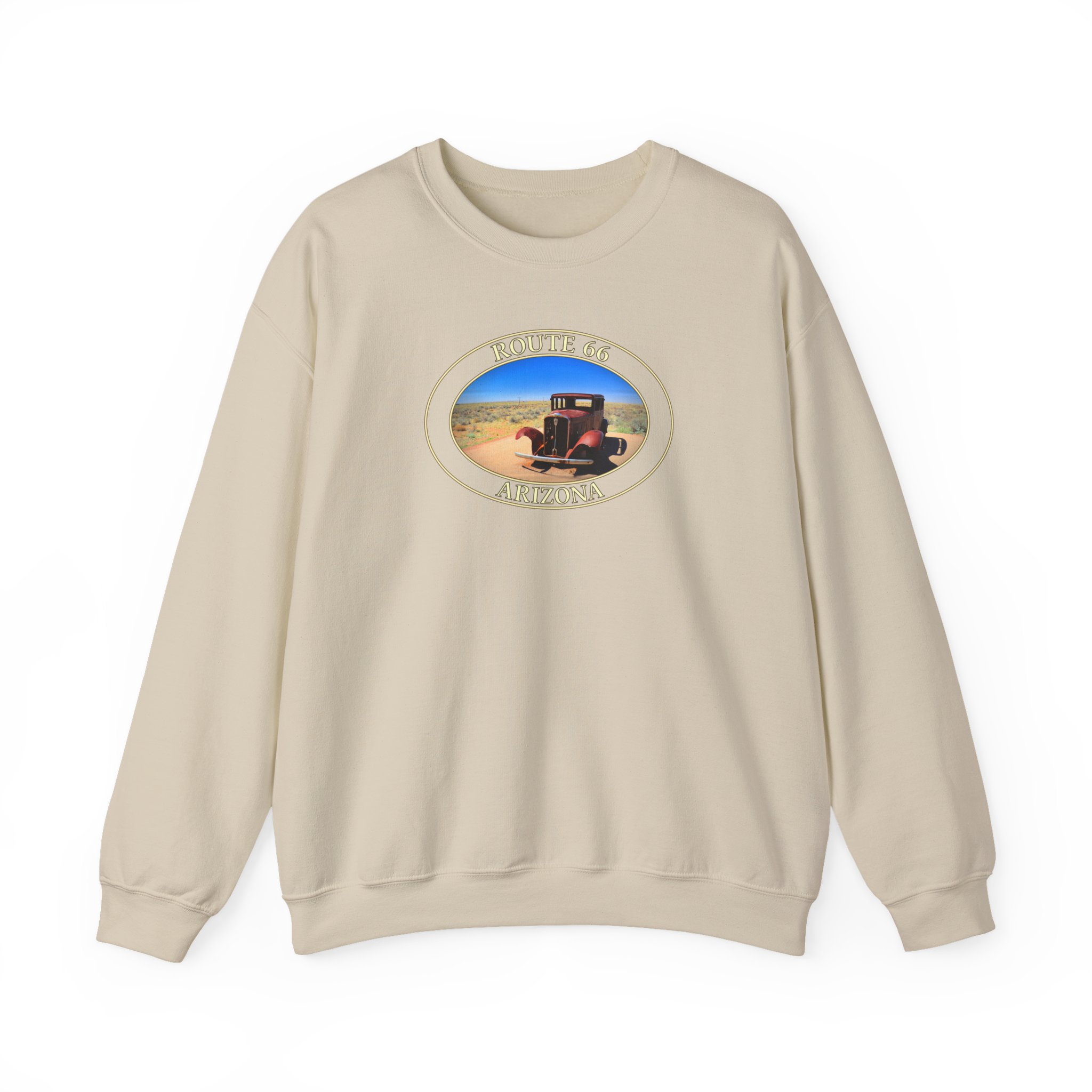 GentleSeas Crewneck Sweatshirt Featuring Antique Car on Historic Route 66 in Petrified Forest National Park - Image 9
