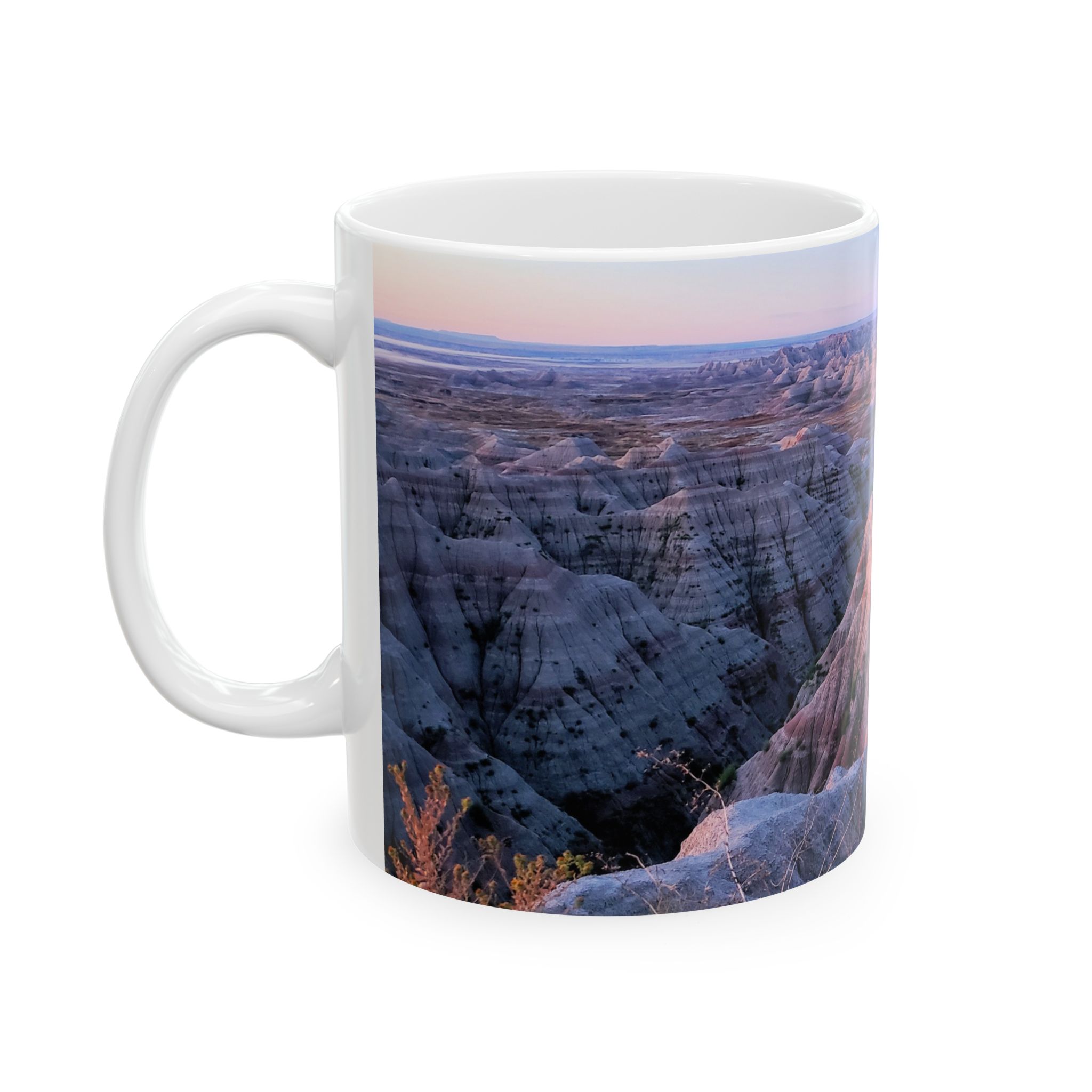 Sunrise Over Pink Sandstone Buttes at Badlands National Park Ceramic Wraparound Mug, Scenic Nature Photography Coffee Cup, Original GentleSeas Photography - Image 4
