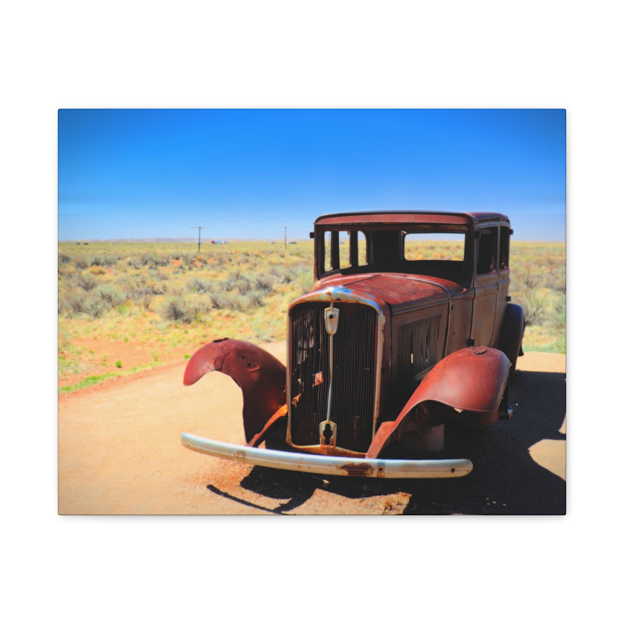 Antique Car – Wrapped Canvas Wall Art | Route 66 Near Holbrook, Arizona Print | Vintage Americana Desert Home Decor - Image 9