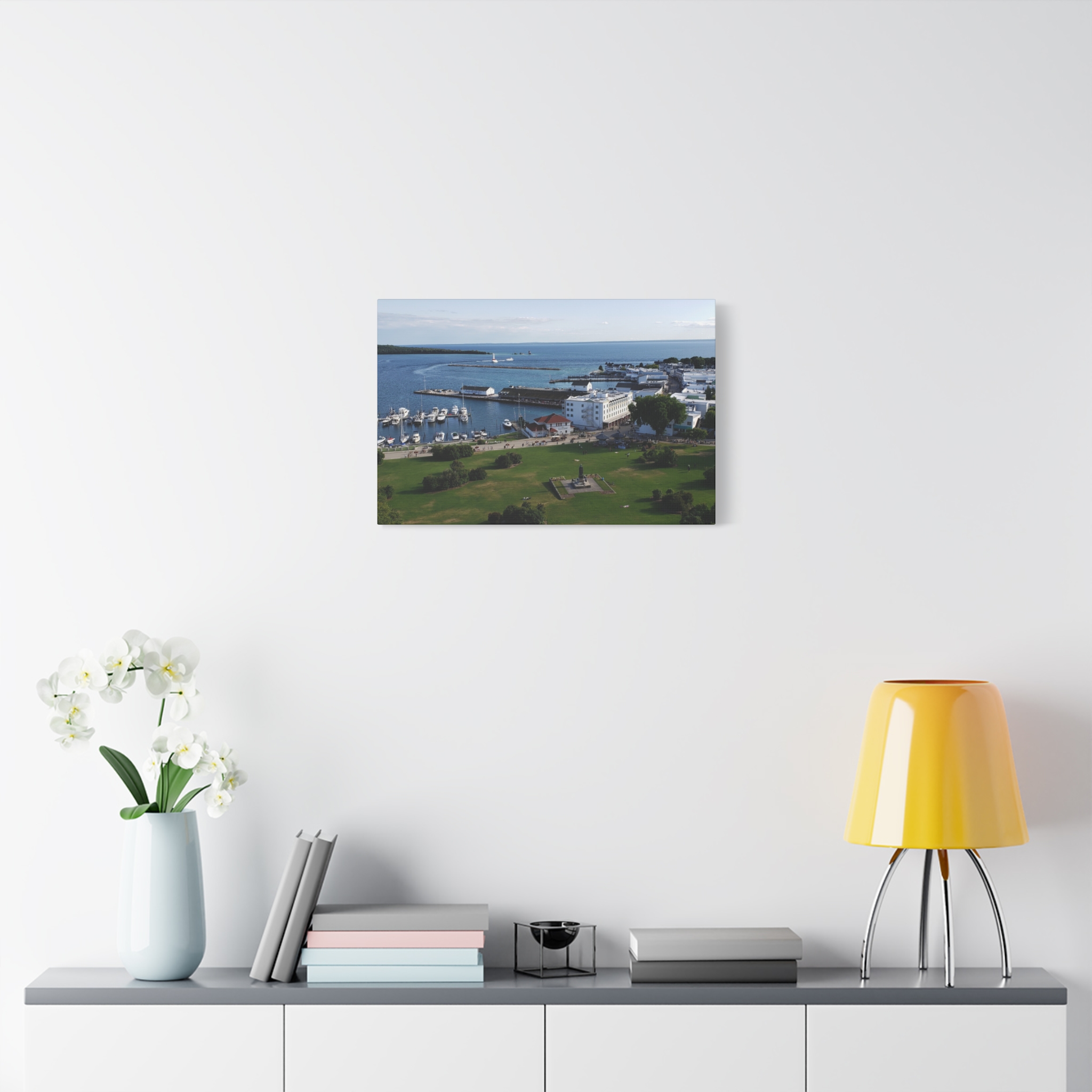 Harbor and Downtown Mackinac Island Wrapped Canvas Wall Art – Michigan Great Lakes Photography – Lake Huron Marina, Waterfront, and Historic Downtown Print Ready to Hang - Image 15