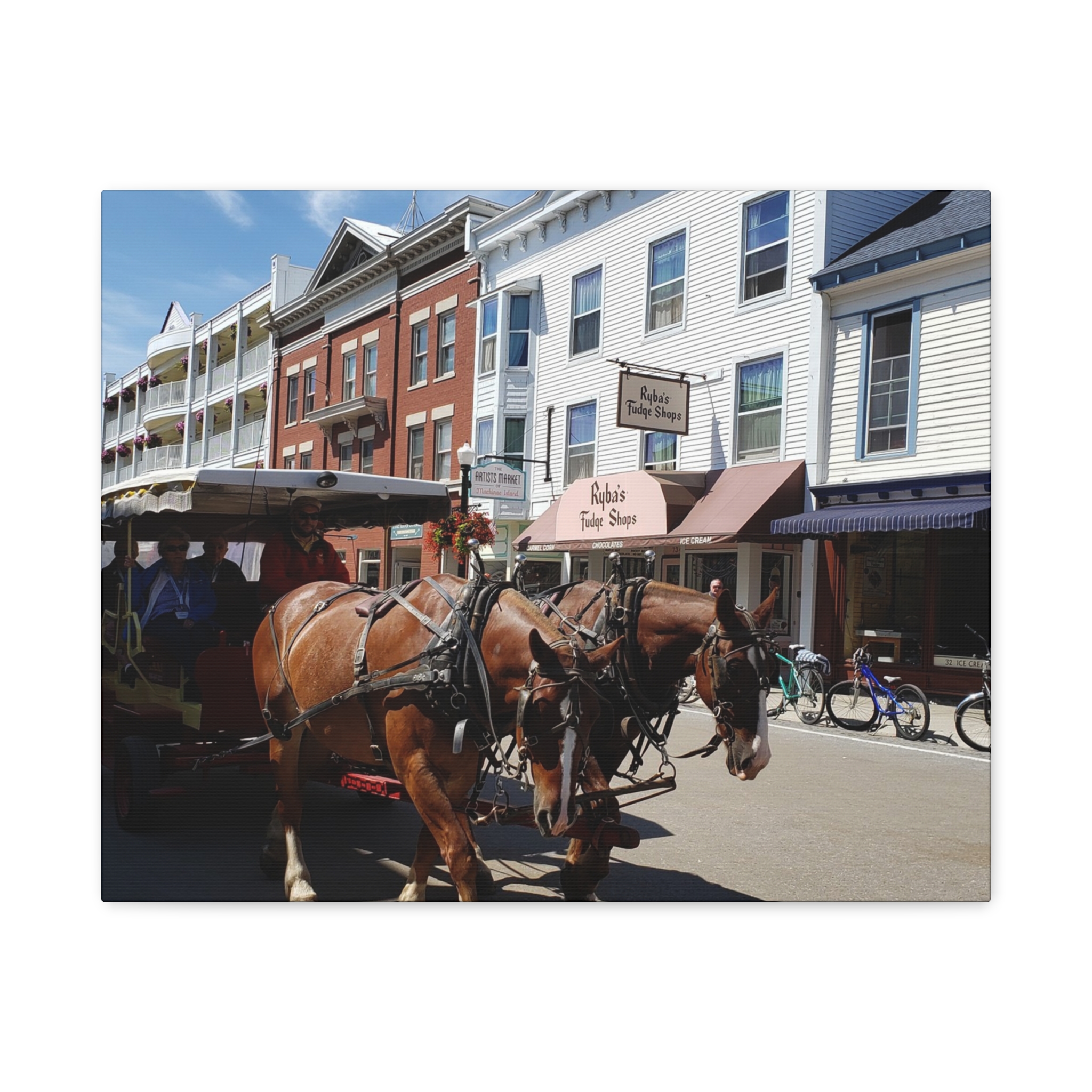 Downtown Horse and Carriage on Mackinac Island Wrapped Canvas Wall Art – Historic Michigan Street Scene Photography – Great Lakes Travel Décor – Horses, Carriage Rides, and Island Life Print Ready to... - Image 9