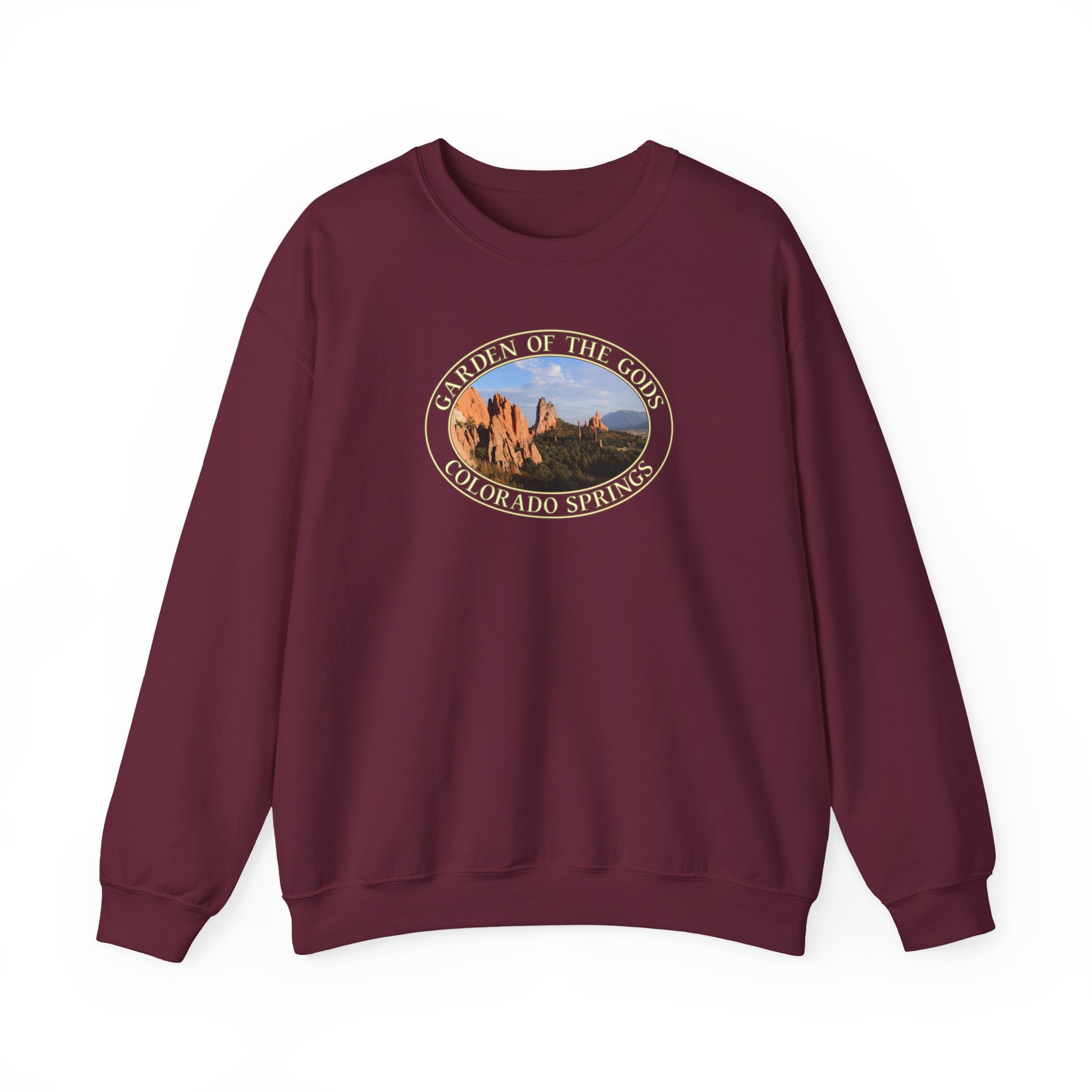 GentleSeas Unique Rock Formations Crewneck Sweatshirt - Garden of the Gods Colorado Springs Scenic Photography - Image 2