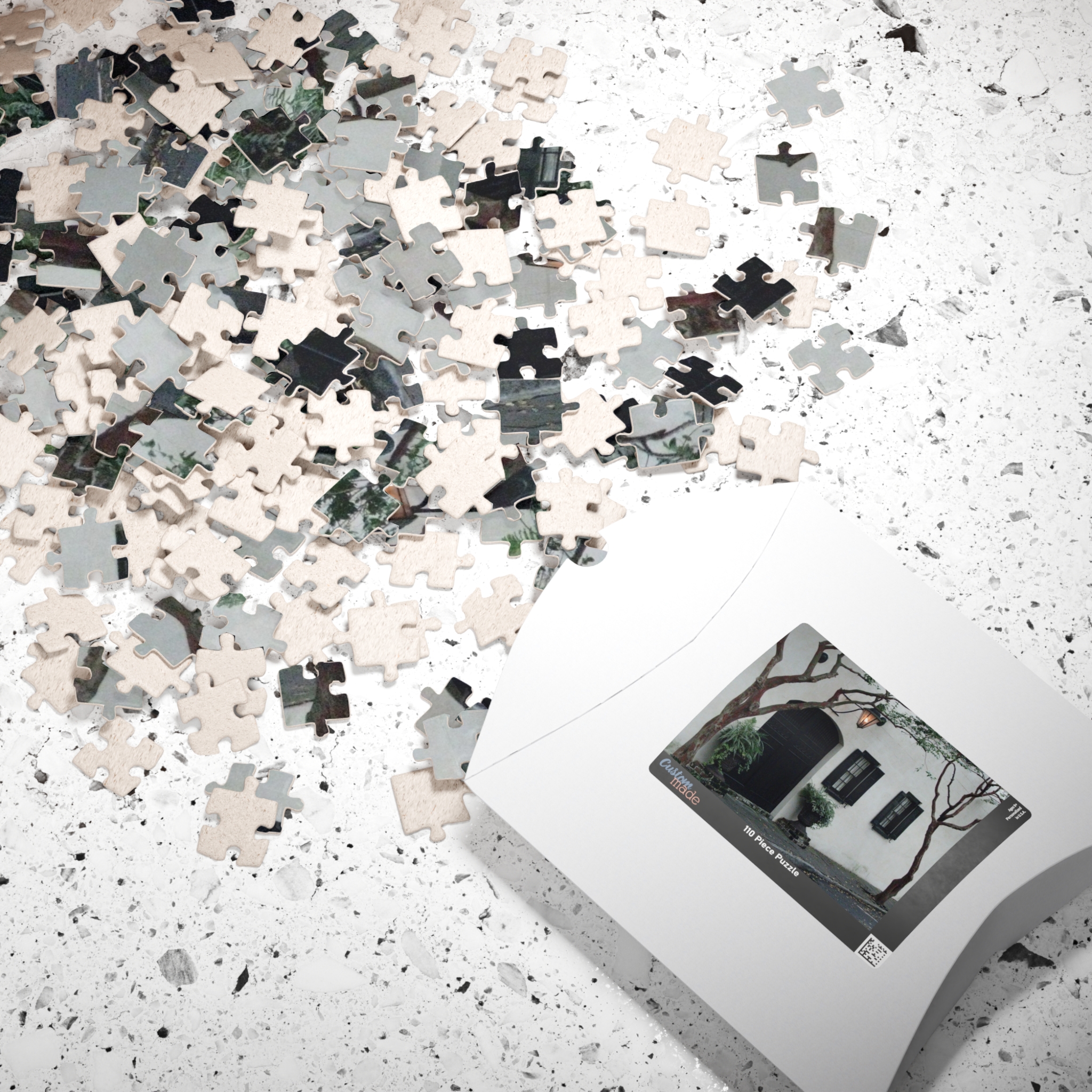 Charleston Architecture Puzzle Featuring White Stucco House with Carriage Entrance and Antique Lantern - Scenic Horizontal Jigsaw, Original Photography - Image 4