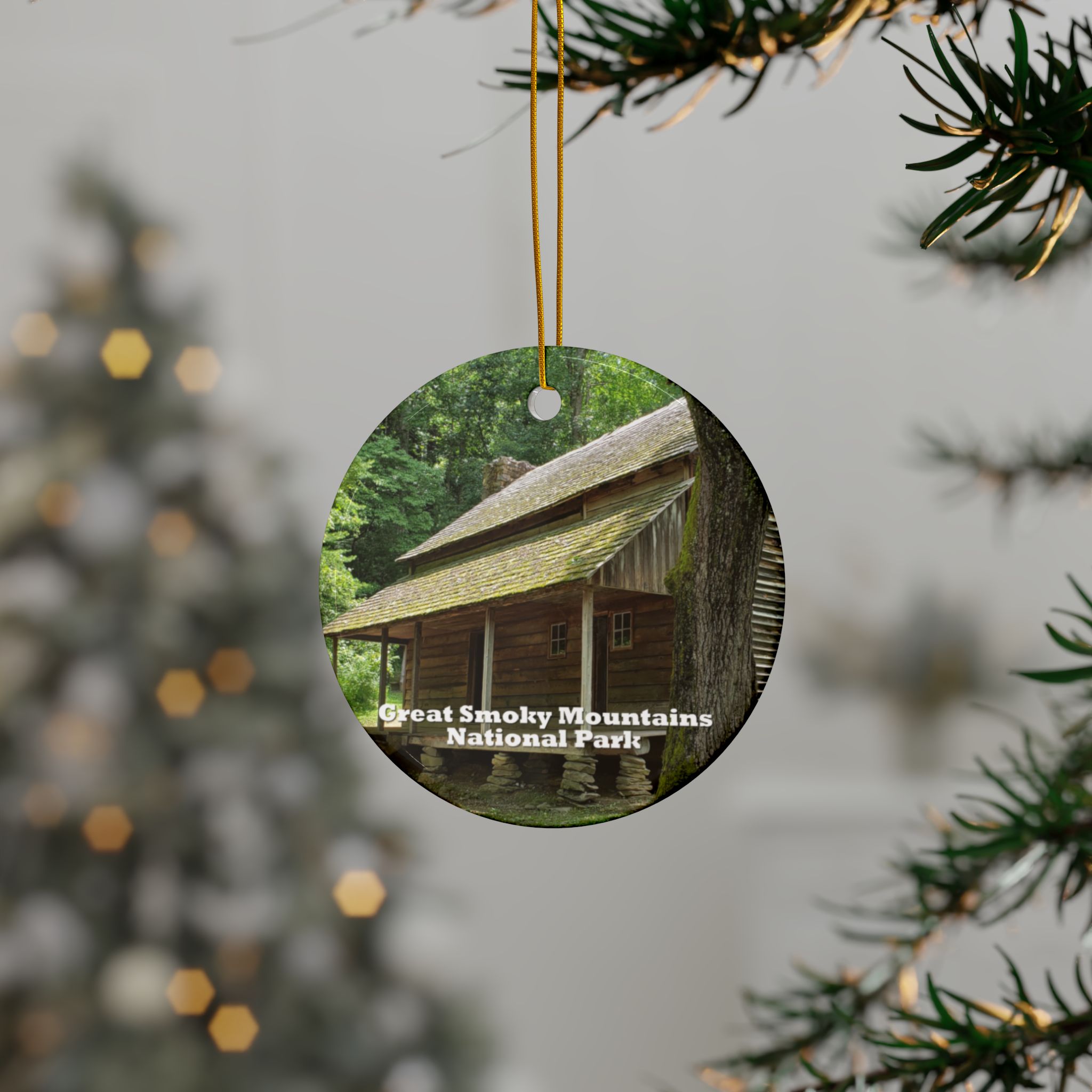 19th Century Farmhouse Ceramic Ornament Featuring Great Smoky Mountains National Park Scenic Photography, Original Photograph - Image 3