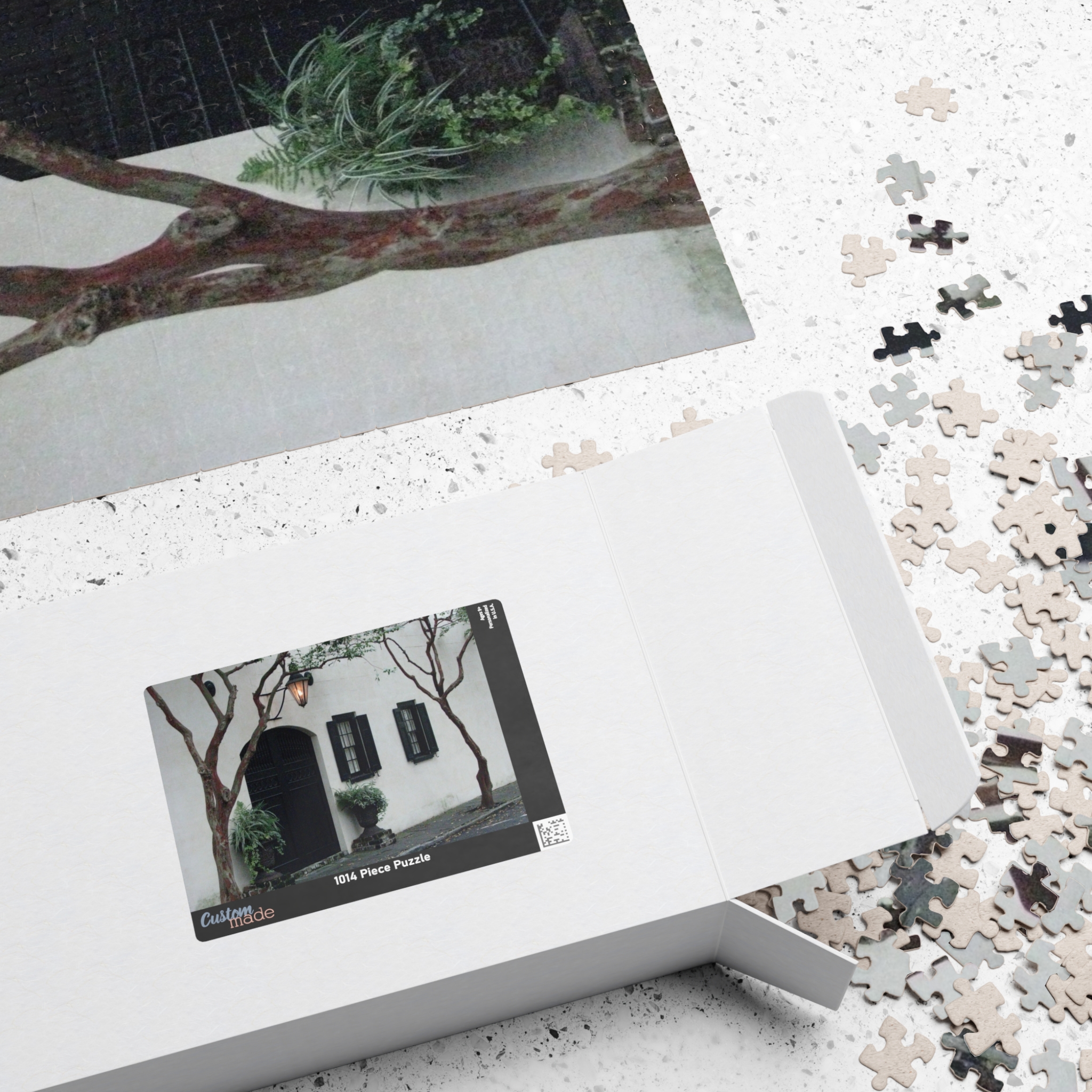 Charleston Architecture Puzzle Featuring White Stucco House with Carriage Entrance and Antique Lantern - Scenic Horizontal Jigsaw, Original Photography - Image 16
