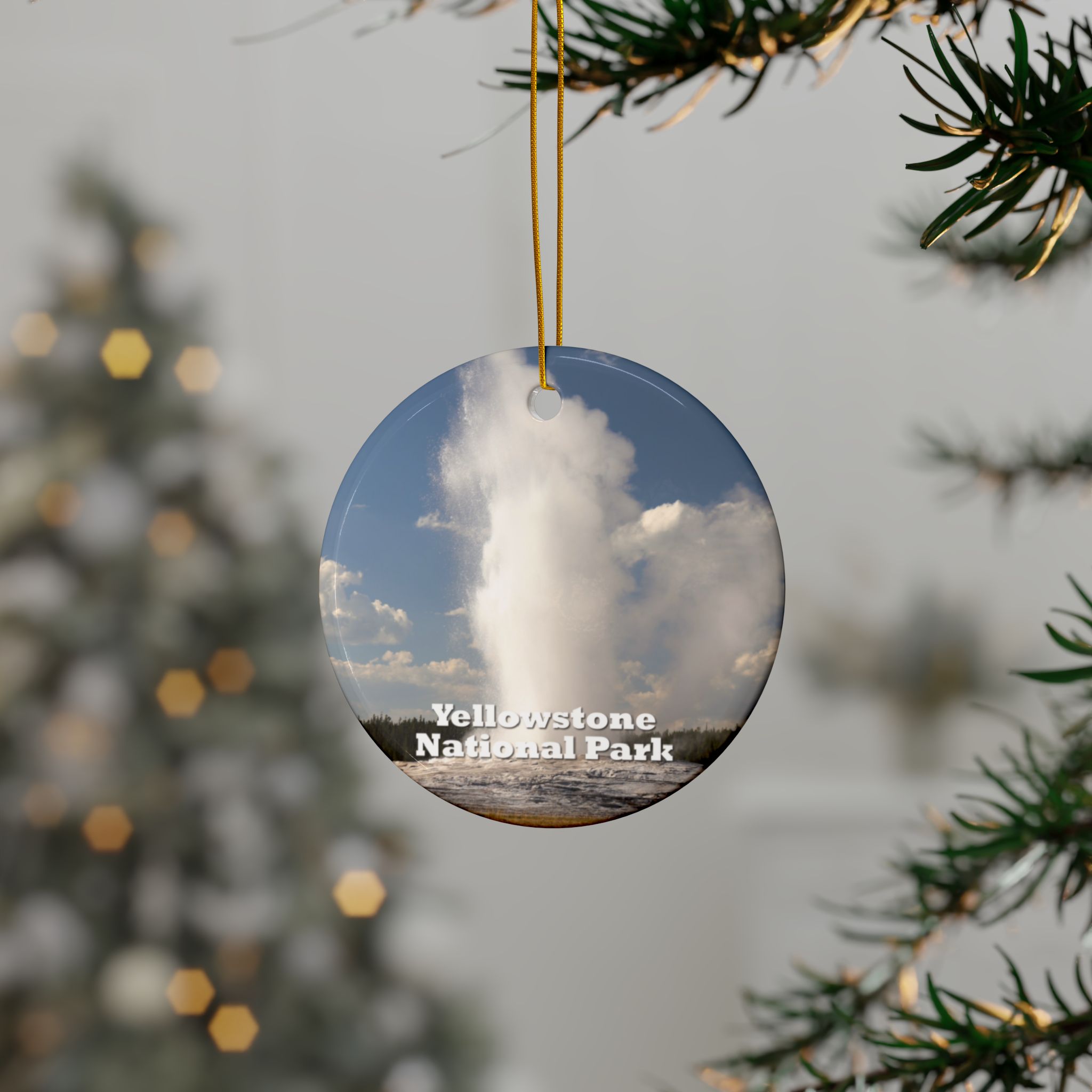 Old Faithful Geyser Erupting Ceramic Ornament Featuring Yellowstone National Park Photography, Original Photograph - Image 3
