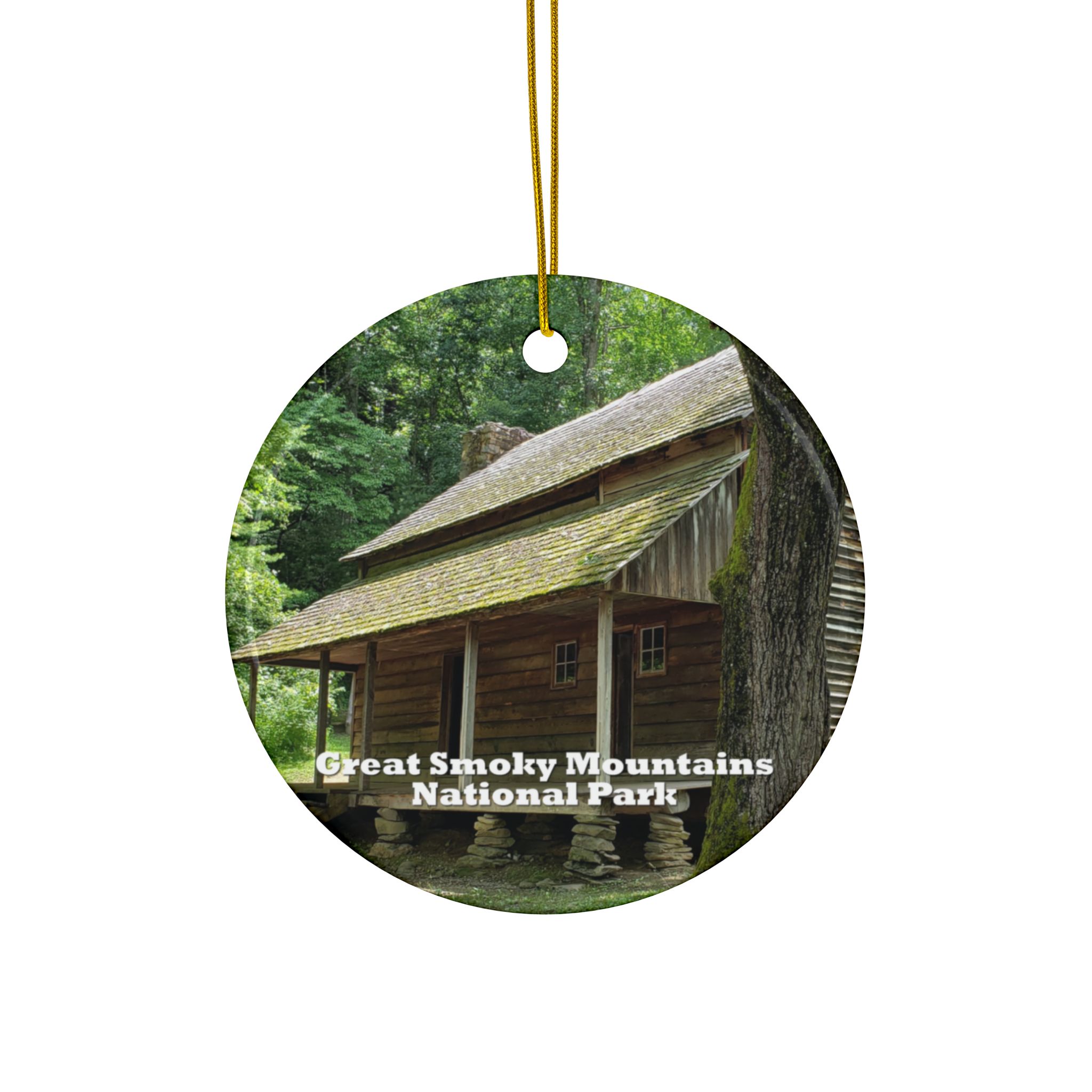 19th Century Farmhouse Ceramic Ornament Featuring Great Smoky Mountains National Park Scenic Photography, Original Photograph