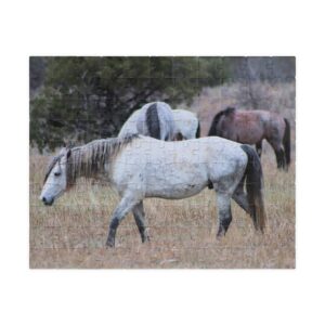 Herd of Wild Horses Puzzle at Theodore Roosevelt National Park - Scenic Landscape Jigsaw Puzzle, Original Photography