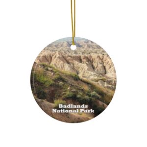 Bighorn Sheep Herd Ceramic Ornament Featuring Original Photography from Badlands National Park - Two-Sided Glossy Keepsake