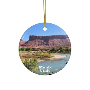 Colorado River Ceramic Ornament Featuring Red Canyons in Moab Utah - Vibrant Two-Sided Holiday Keepsake, Original Photography