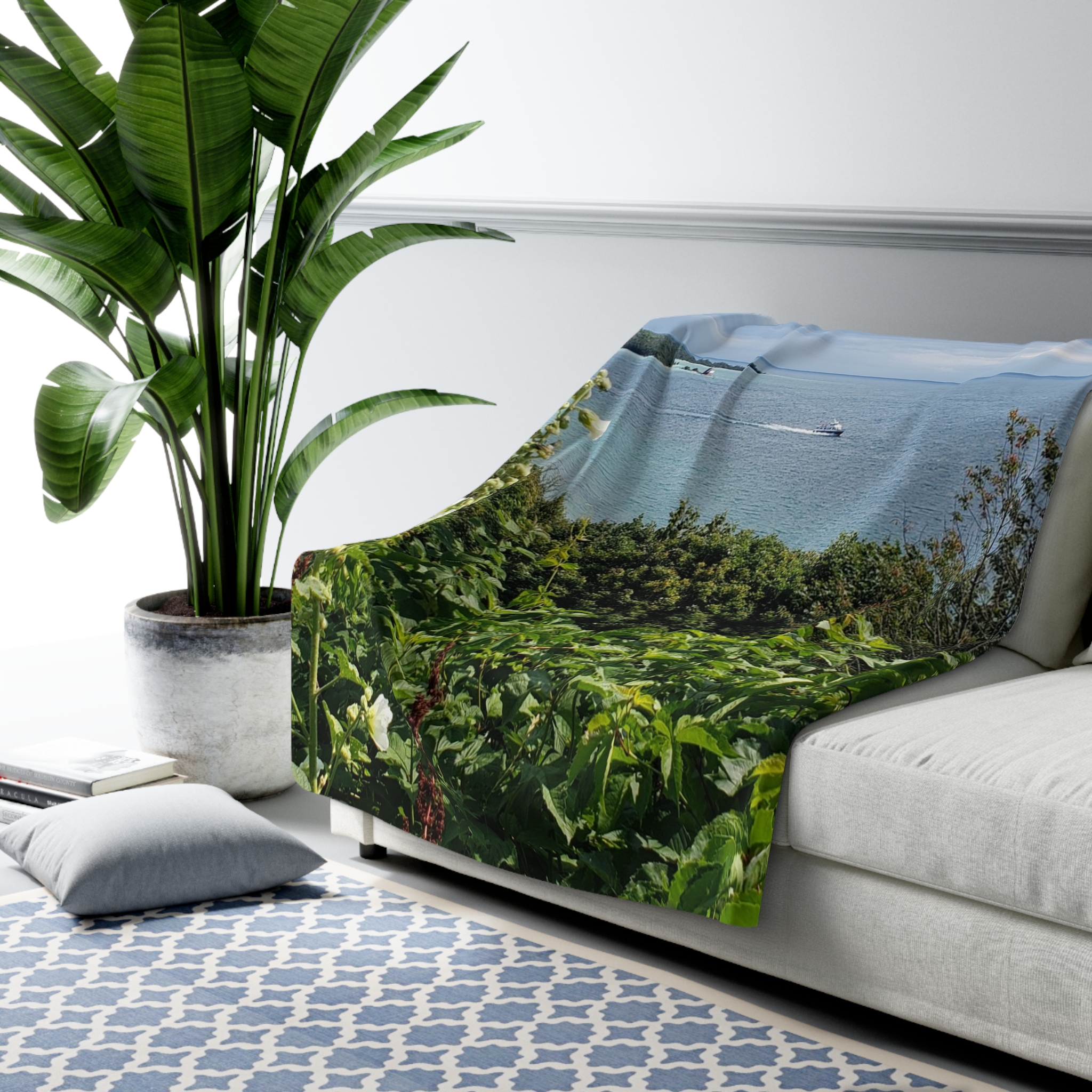Sherpa Fleece Blanket with View over Lake Huron from West Bluff Mackinac Island Scenic Photography, Original Photograph - Image 7