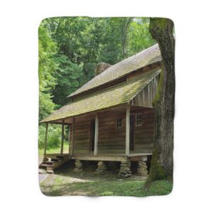 Cozy Sherpa Fleece Blanket Featuring 19th Century Farmhouse at Cades Cove in Great Smoky Mountains National Park, Original Photography