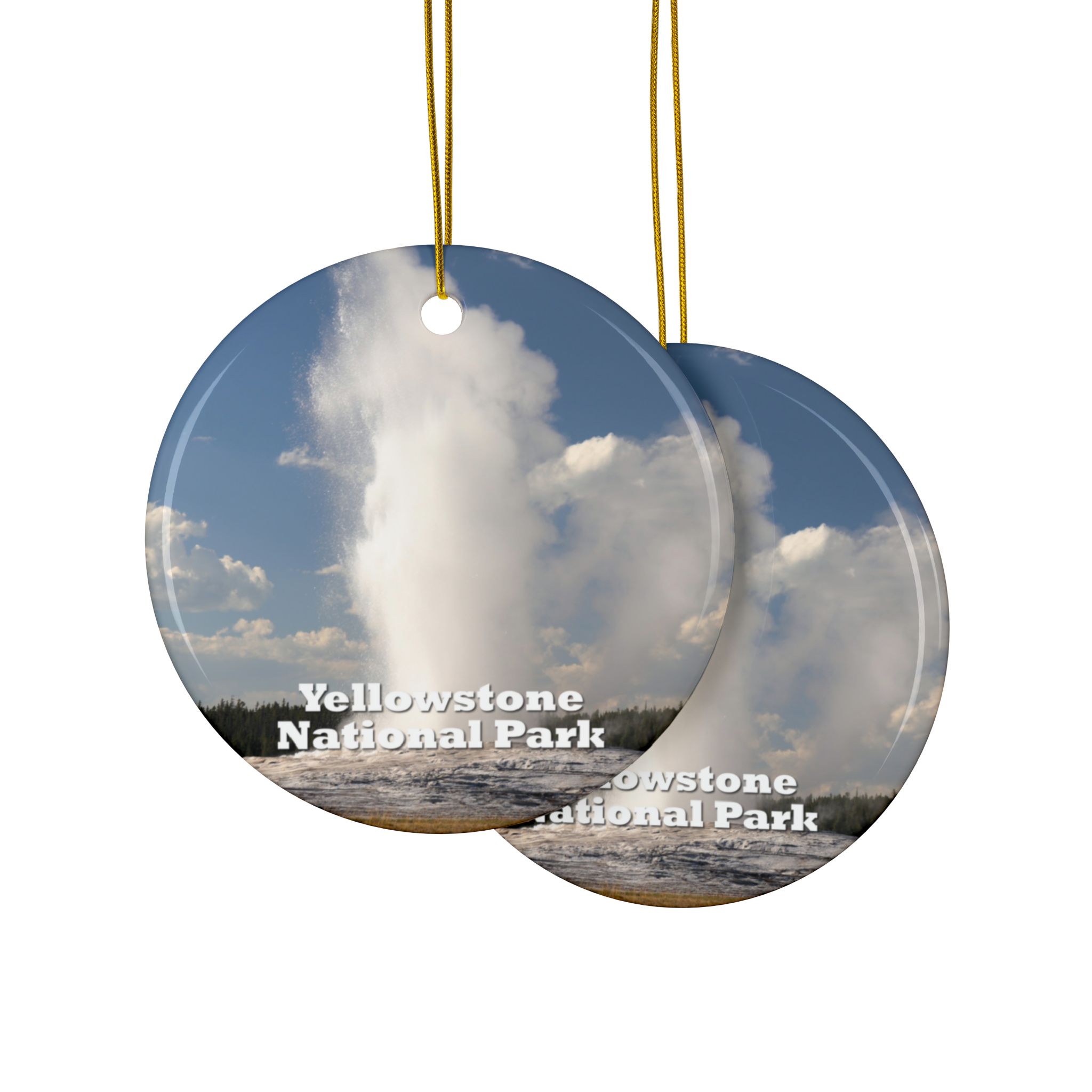 Old Faithful Geyser Erupting Ceramic Ornament Featuring Yellowstone National Park Photography, Original Photograph - Image 2