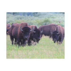 Wild Buffalo Herd Puzzle Featuring Grand Teton National Park Scenic Landscape - Multiple Sizes, Original Photography