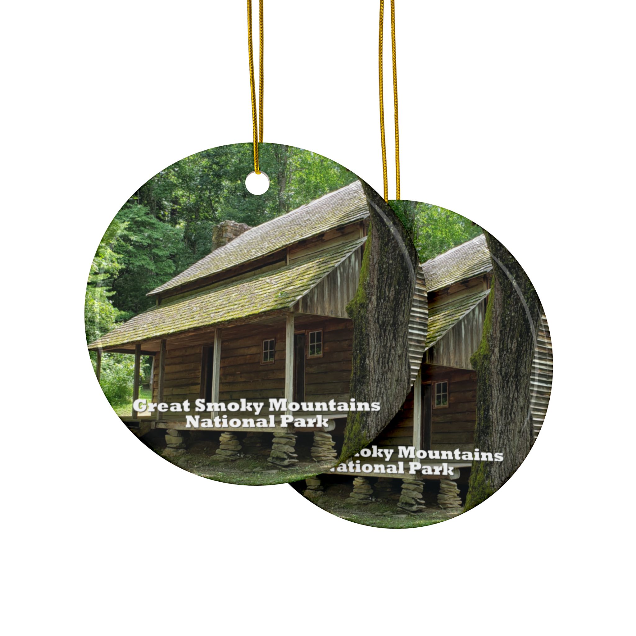 19th Century Farmhouse Ceramic Ornament Featuring Great Smoky Mountains National Park Scenic Photography, Original Photograph - Image 2